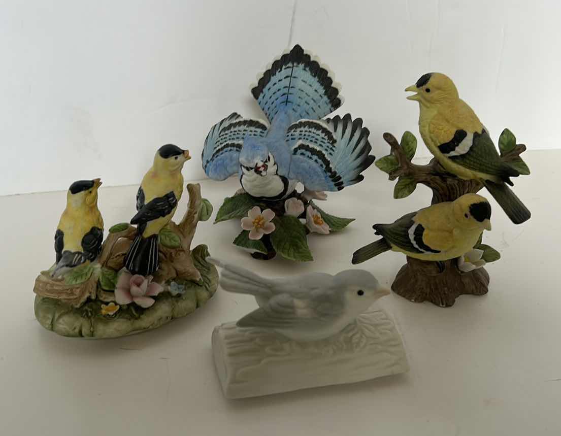 Photo 1 of 4 PORCELAIN BIRD FIGURINES - TALLEST H4”