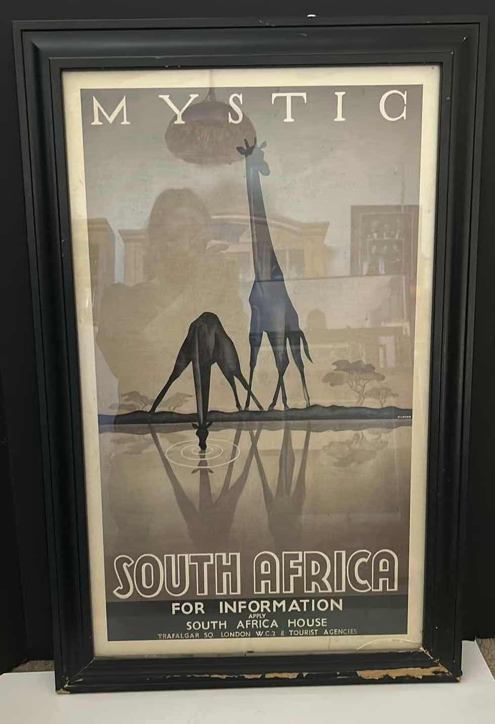 Photo 1 of BLACK FRAMED SOUTH AFRICA MYSTIC GIRAFFE SAFARI SERENGETI ARTWORK BY STEVE FORNEY 20.5” BY H32”.