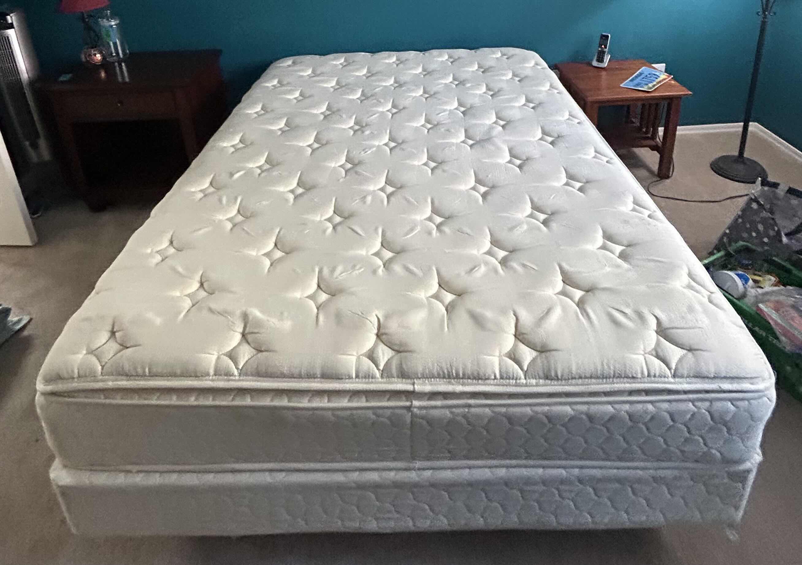 Photo 1 of SPINAL CARE PILLOW TOP QUEEN MATTRESS WITH METAL FRAME AND BOX SPRING