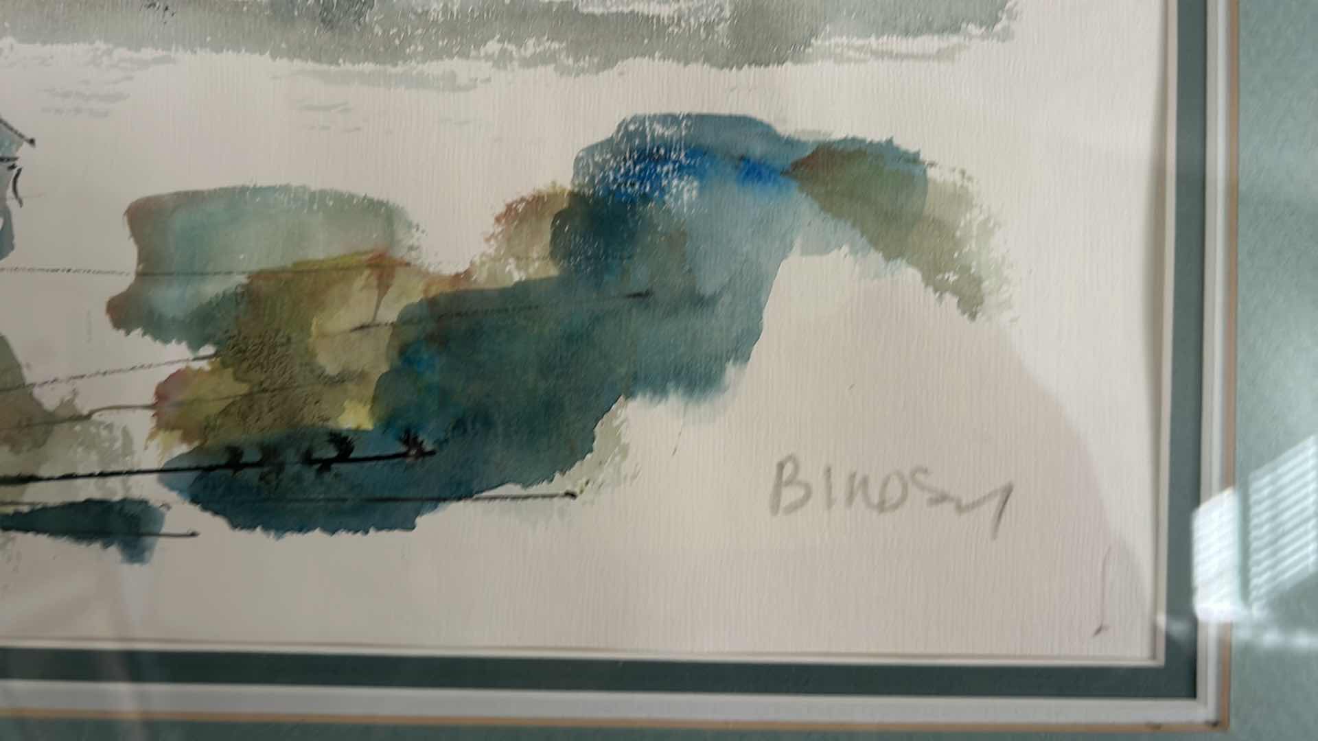 Photo 3 of FRAMED, SIGNED, ORIGINAL WATERCOLOR, “SAILBOAT
VILLAGE”  BY BIRDSEY ARTWORK.27.5” x 23.5”