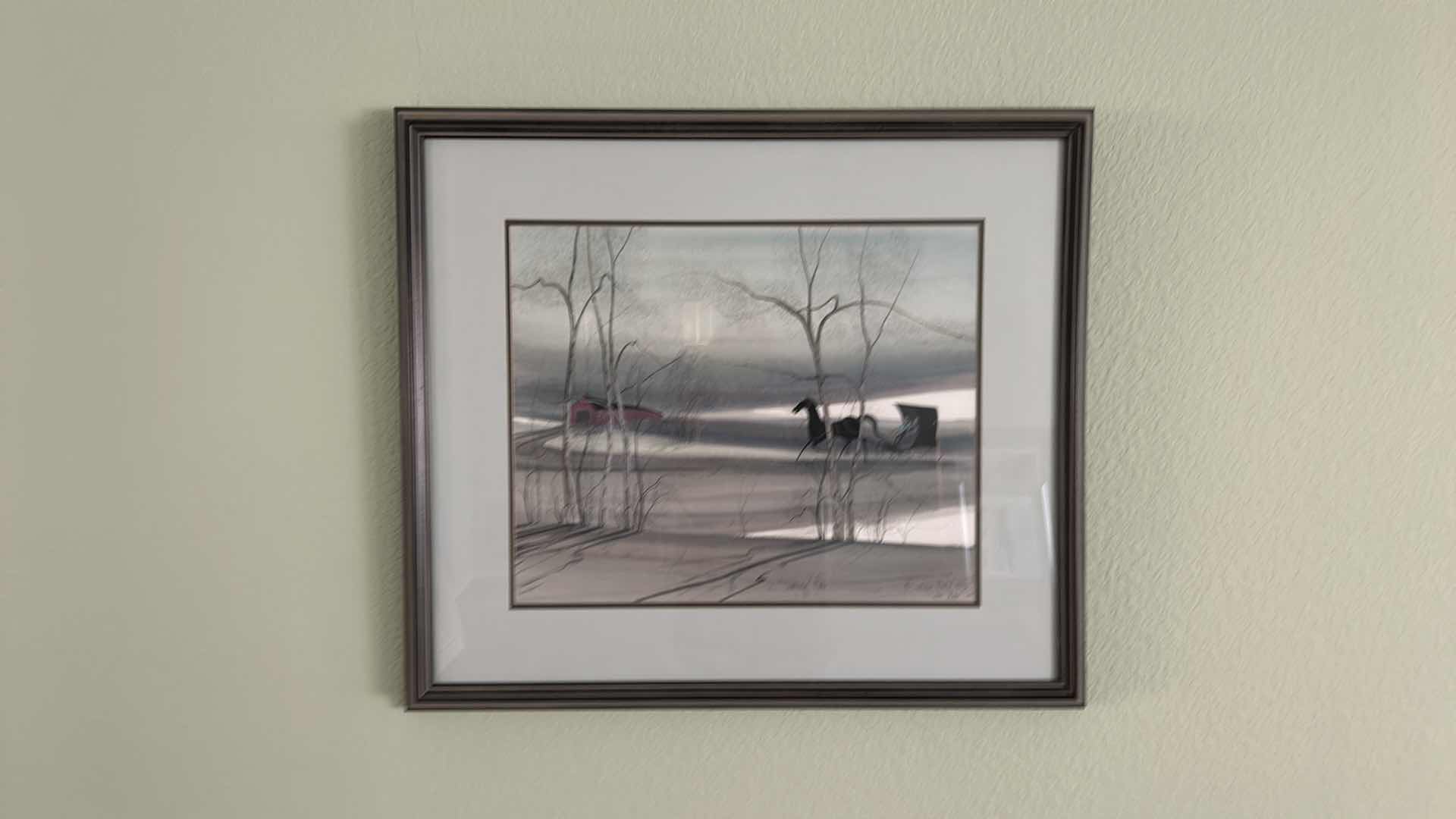 Photo 6 of WOOD-FRAMED, WATERCOLOR, SHADOWY RIDE, NUMBERED AND SIGNED ARTWORK , 32 1/2“ x 28.5” APPRAISAL $400-500