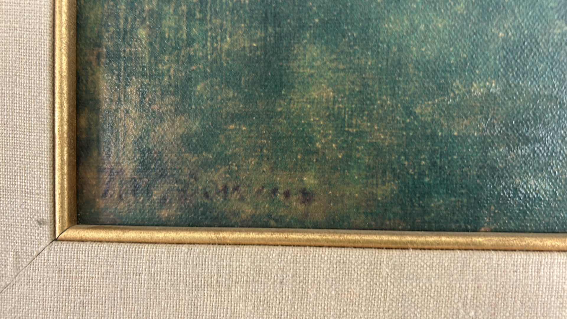 Photo 4 of GOLD-FRAMED, NUMBERED AND SIGNED, “IN THE GARDEN SPRING MOONLIGHT” BY THOMAS WILMER DEWEY, 1851-1938. OIL ON CANVAS ARTWORK WITH COA. 39 1/2” x 27”.