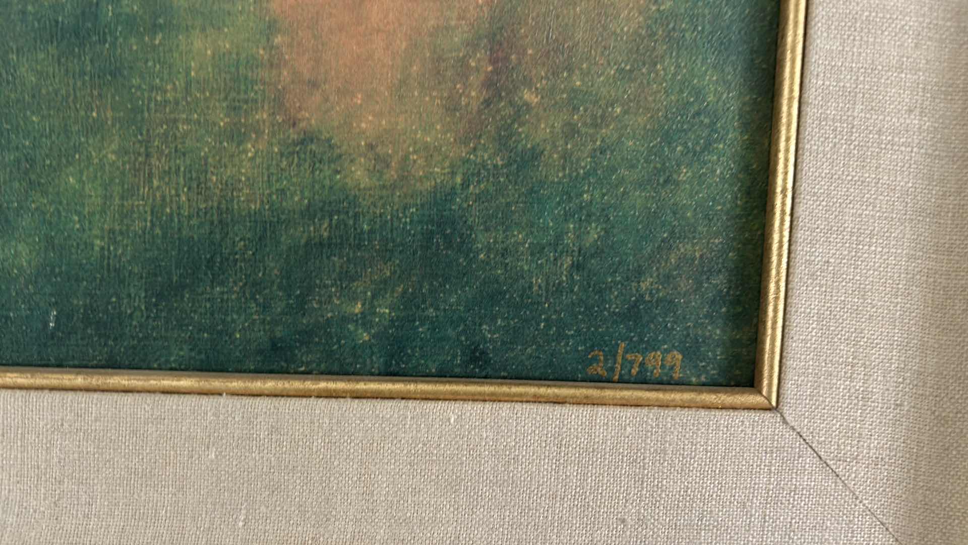 Photo 3 of GOLD-FRAMED, NUMBERED AND SIGNED, “IN THE GARDEN SPRING MOONLIGHT” BY THOMAS WILMER DEWEY, 1851-1938. OIL ON CANVAS ARTWORK WITH COA. 39 1/2” x 27”.