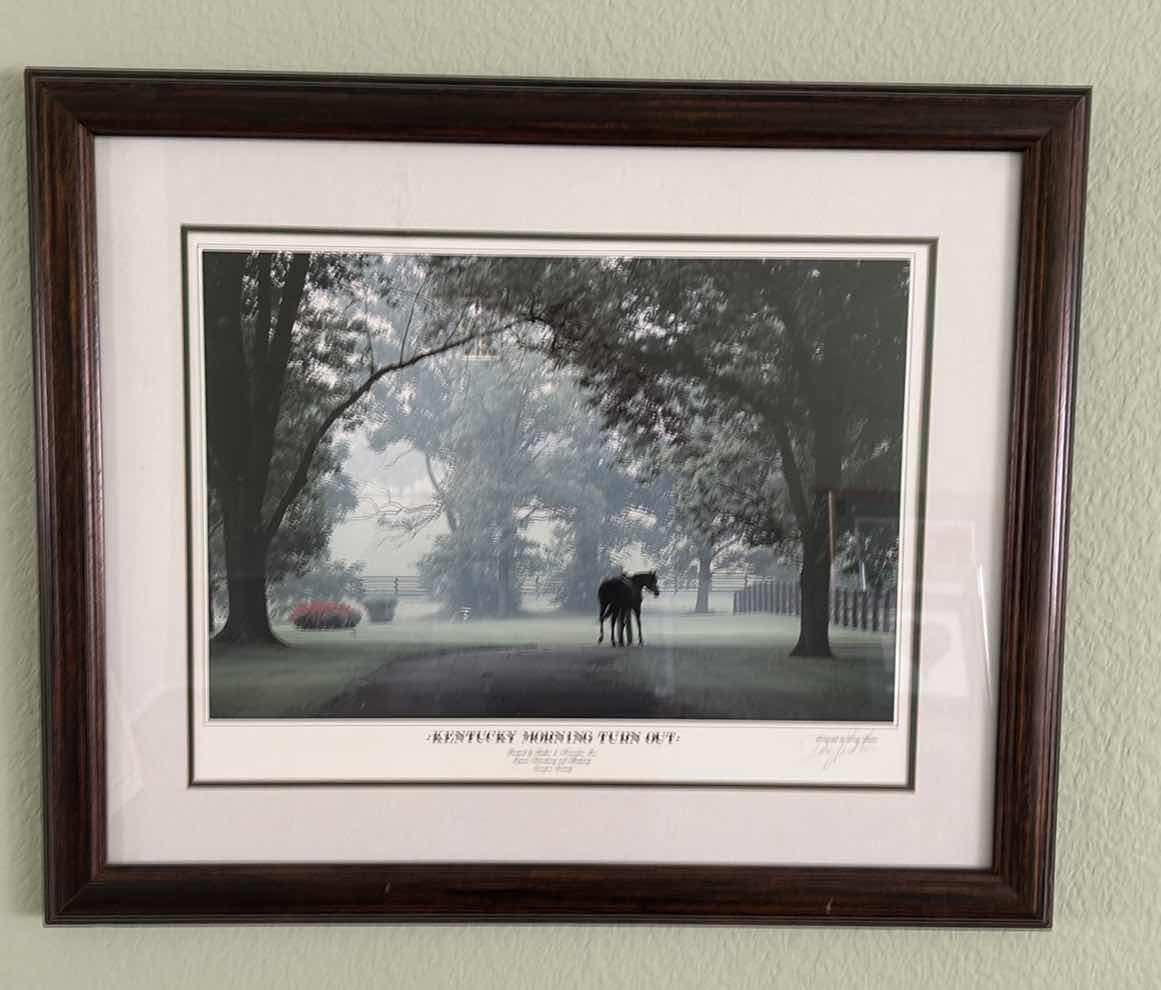 Photo 1 of WOOD-FRAMED KENTUCKY MORNING TURN OUT, SIGNED PHOTOGRAPH BY DOUG PRATHER ARTWORK 28” x 22 1/2”