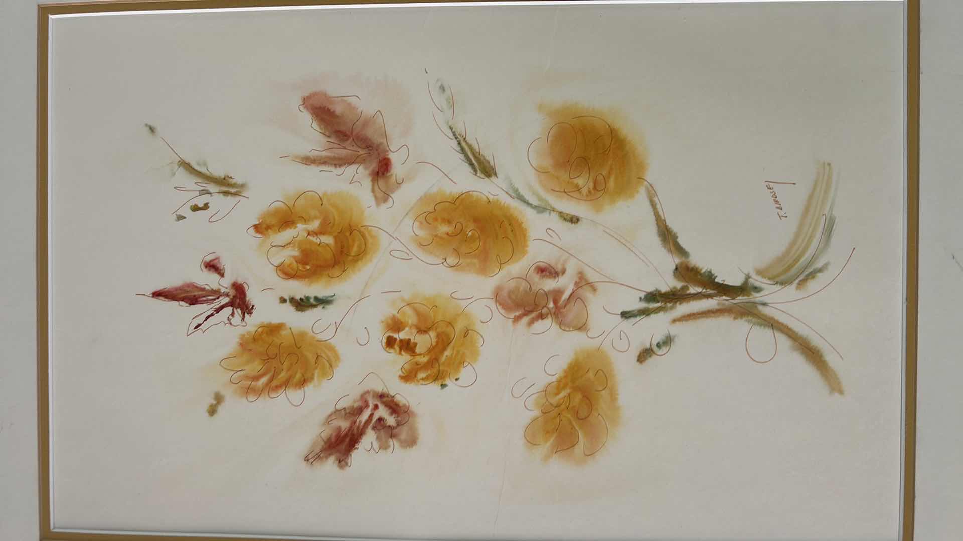 Photo 2 of 2 - UNFRAMED MATTED WATERCOLORS BY BIRDSEY FLORAL ARTWORK 1/2” x 25 1/4”