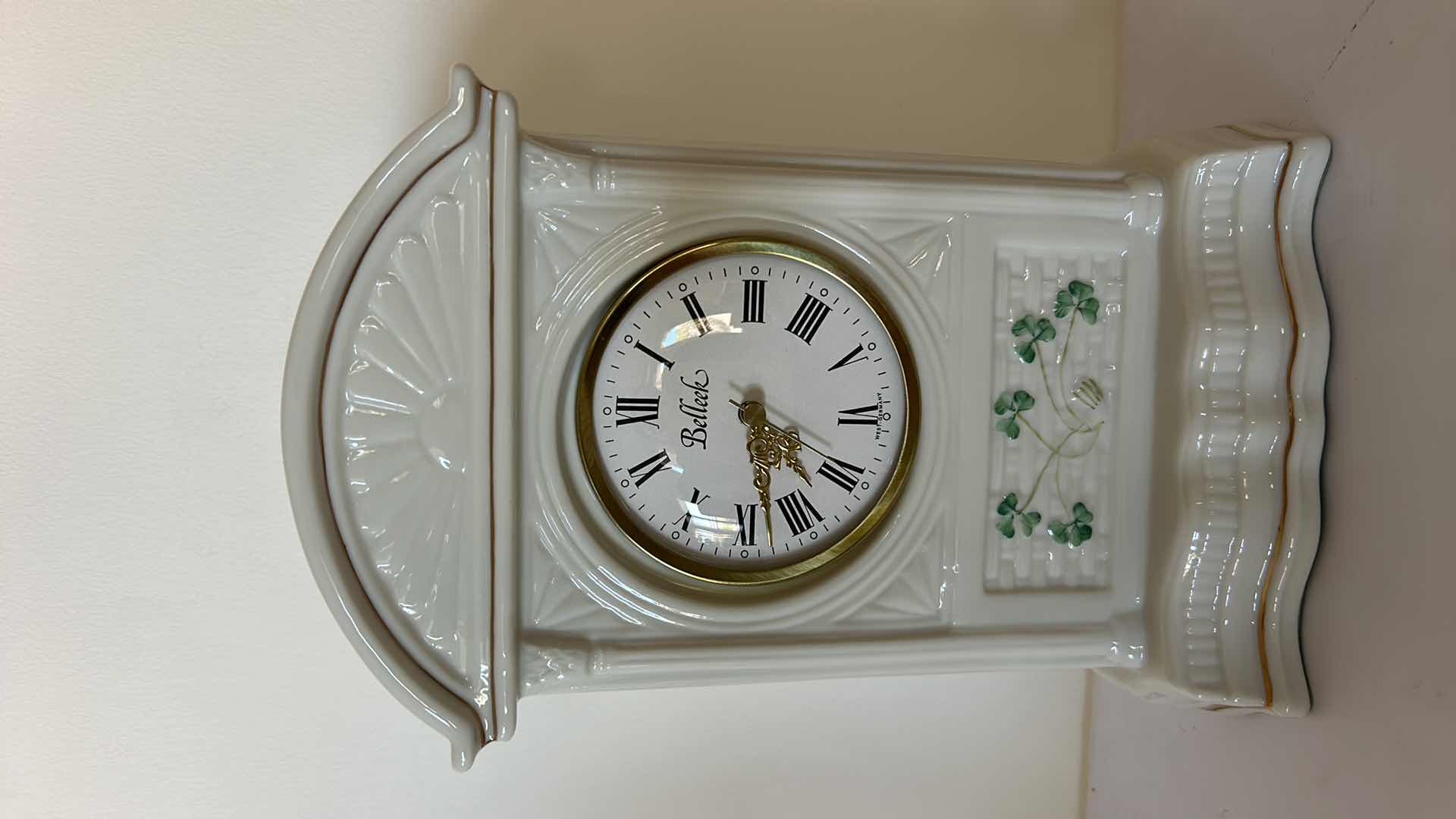 Photo 5 of BELLEEK HANDPAINTED PORCELAIN GLENVEIGH MANTEL CLOCK H 9.75”