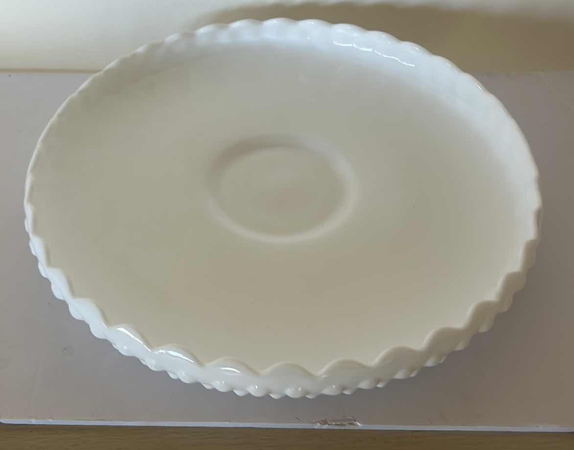 Photo 3 of HOBNAIL MILK GLASS CHIP AND DIP DISH 12.5” ROUND