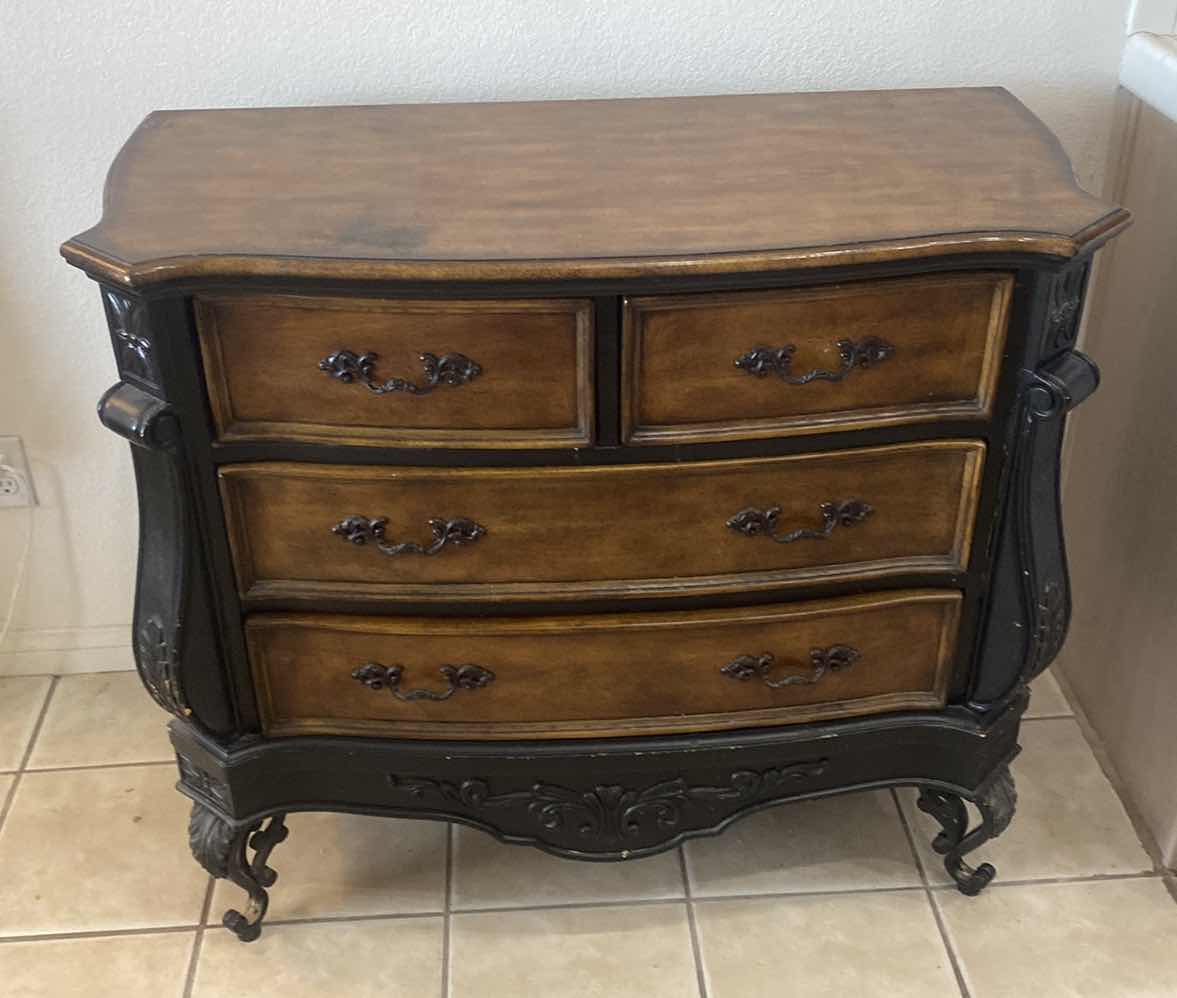 Photo 1 of 1990’s 4 DRAWER CHEST WITH ACANTHUS LEAF DETAIL 39” x 19” H 35 1/2”