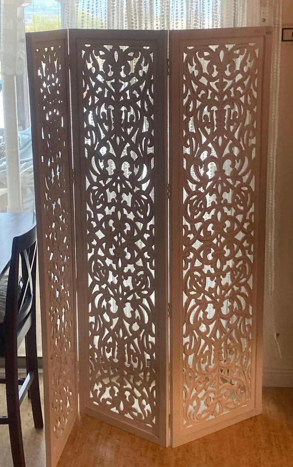 Photo 1 of 3 PANEL CARVED ROOM DIVIDER EACH PANEL MEASURES 19 3/4” x 70”