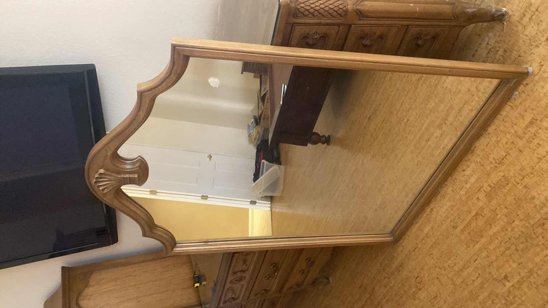 Photo 3 of VINTAGE MCM MOUNT AIRY N. CAROLINA FURNITURE CO. WALNUT 2 WALL MIRROR (more pieces available all sold separately i.e. two nightstands dresser and 6 drawer chest)