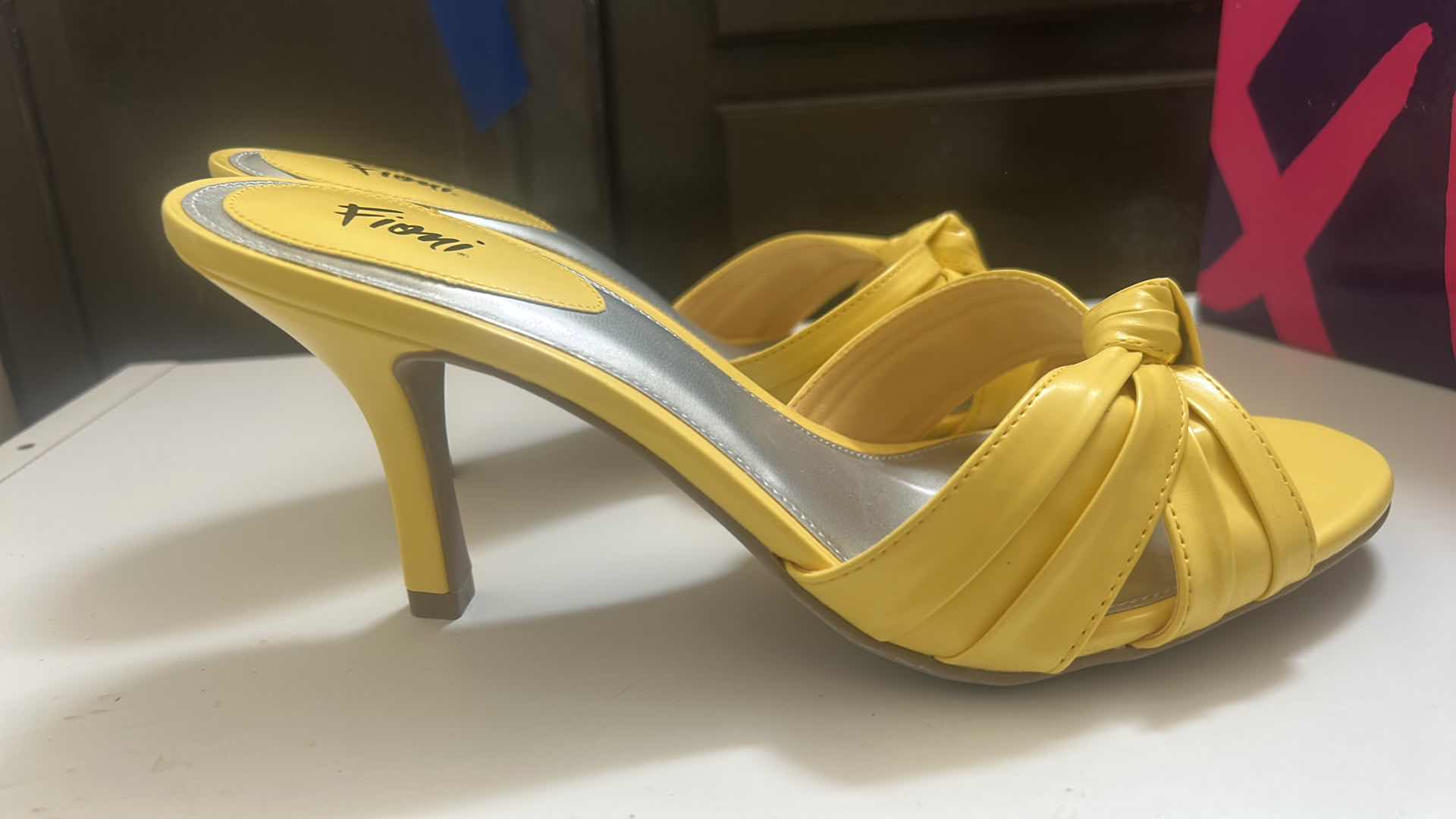 Photo 3 of WOMENS NEW FIONI YELLOW SLIP ON HEELS SIZE 8.5