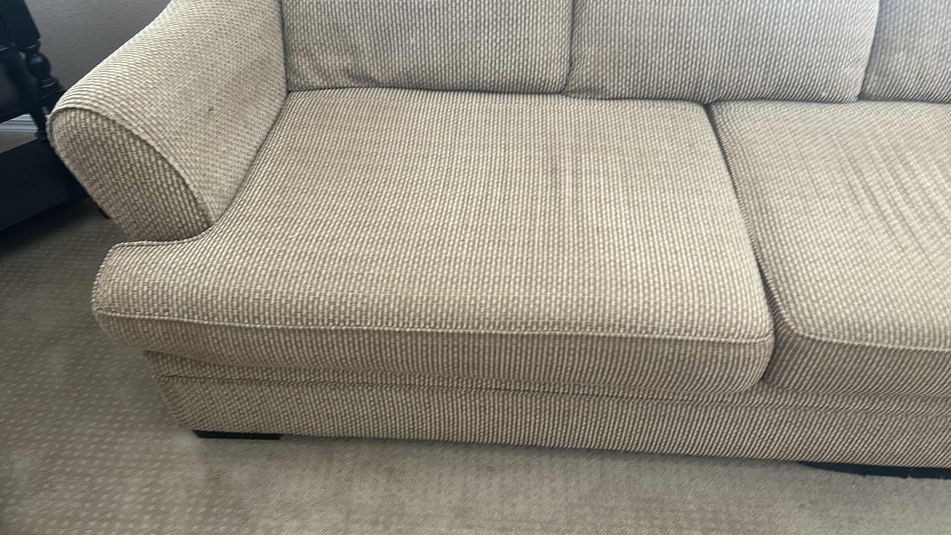 Photo 1 of 8’ BEIGE UPHOLSTERED SOFA