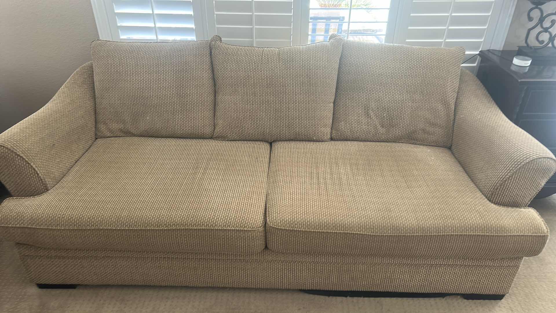 Photo 1 of 8’ BEIGE UPHOLSTERED SOFA