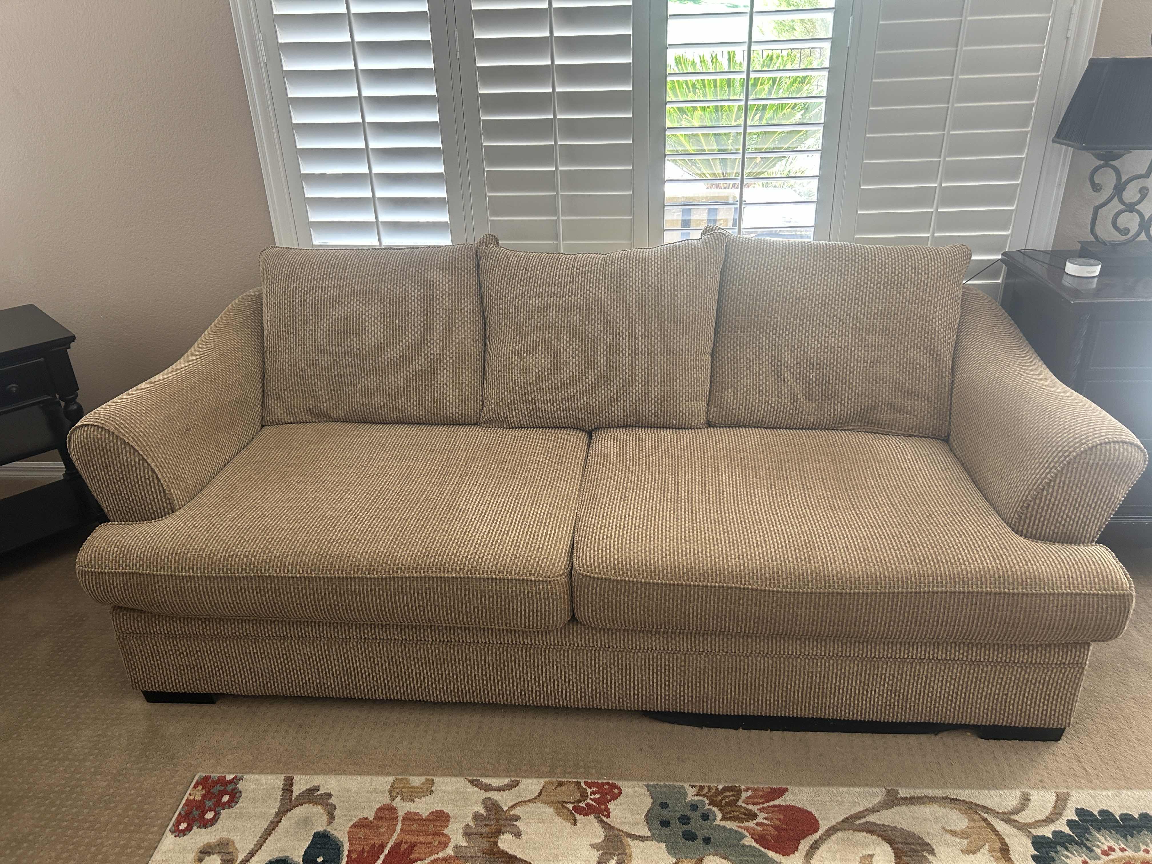 Photo 1 of 8’ BEIGE UPHOLSTERED SOFA