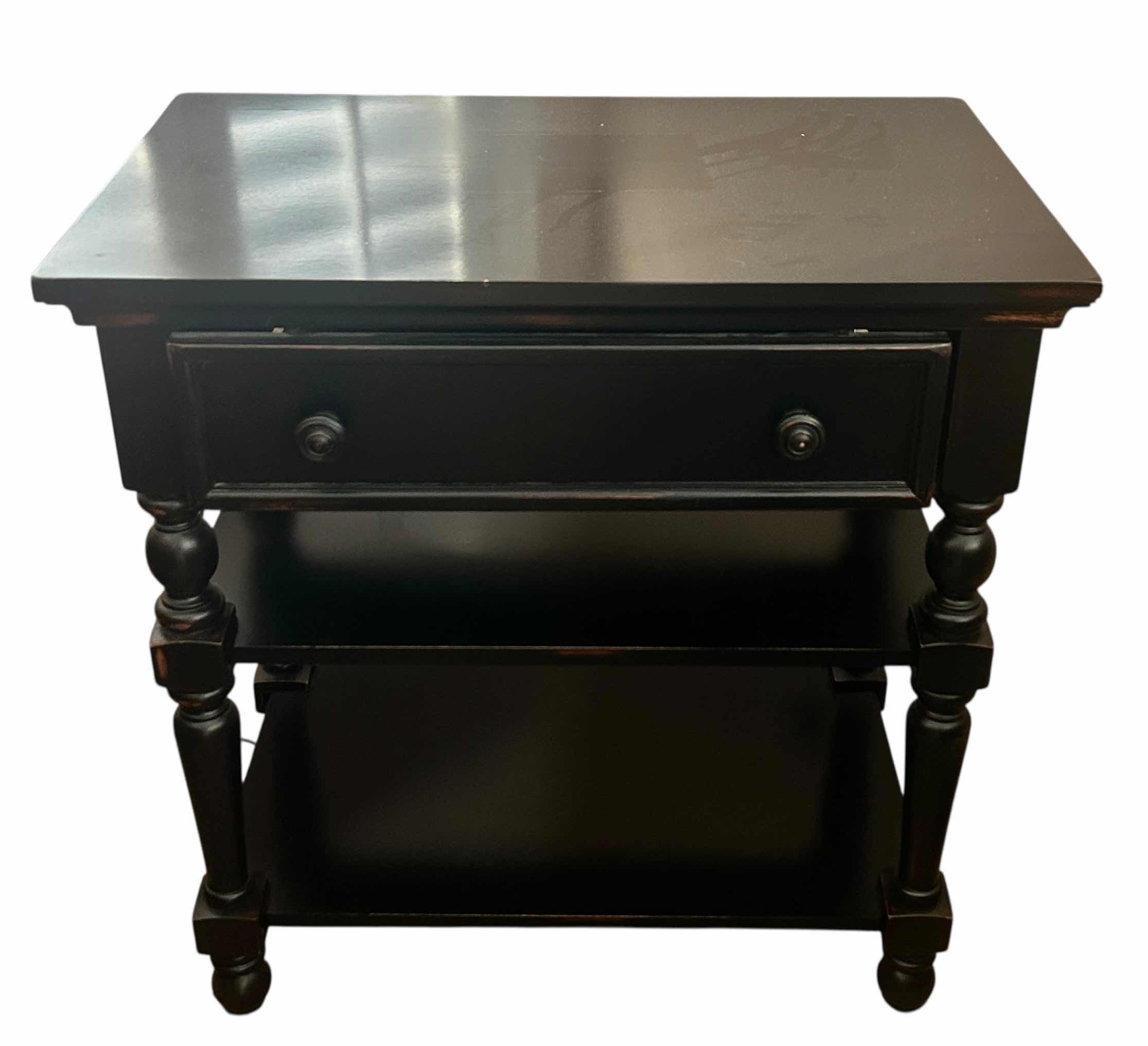 Photo 1 of BLACK WOOD NIGHTSTAND SIDE TABLE 29” x 18” x H29 1/2”
