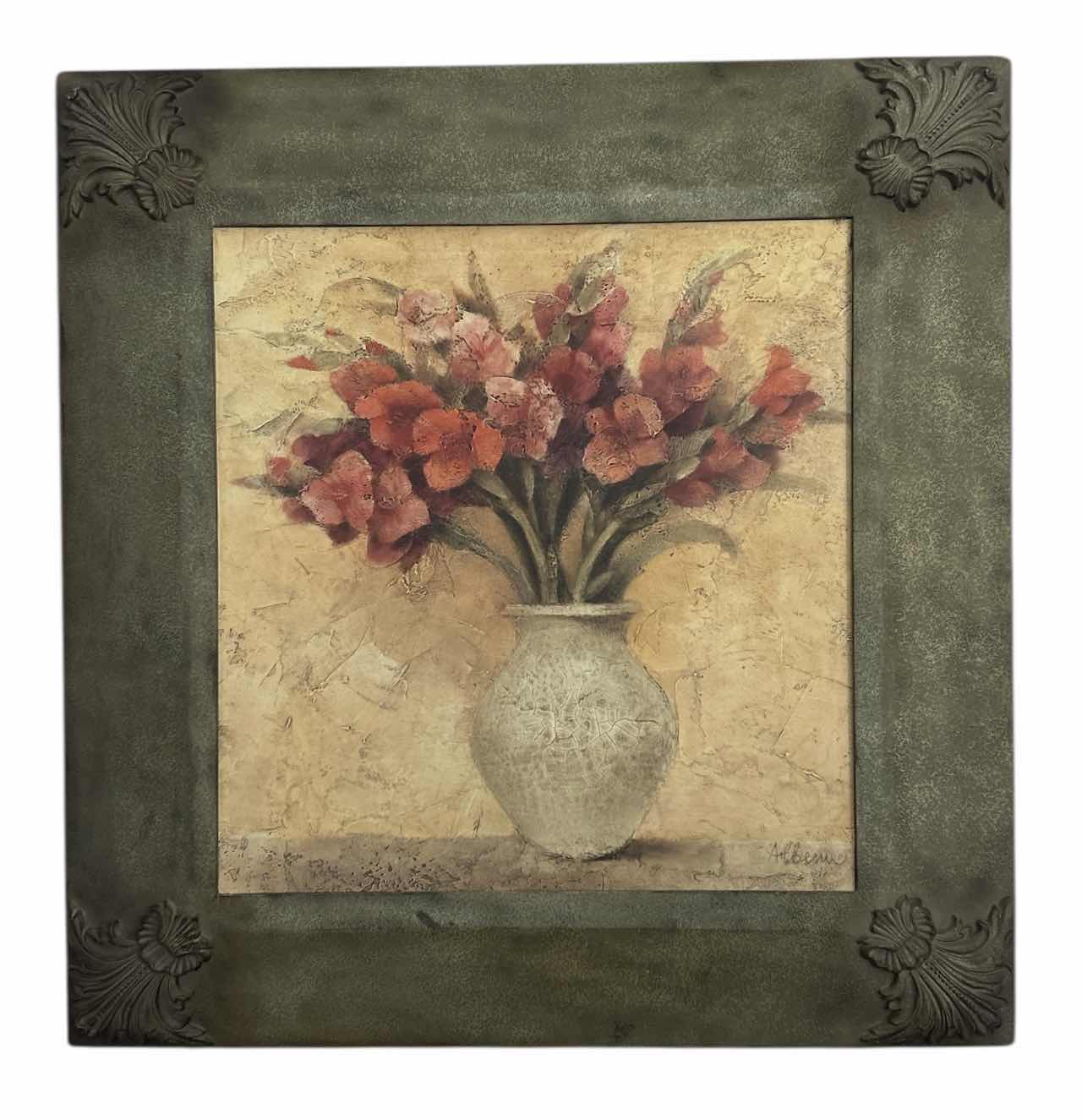 Photo 1 of SCULPTED FRAMED STILL LIFE FLORAL ARTWORK 49” x 49”