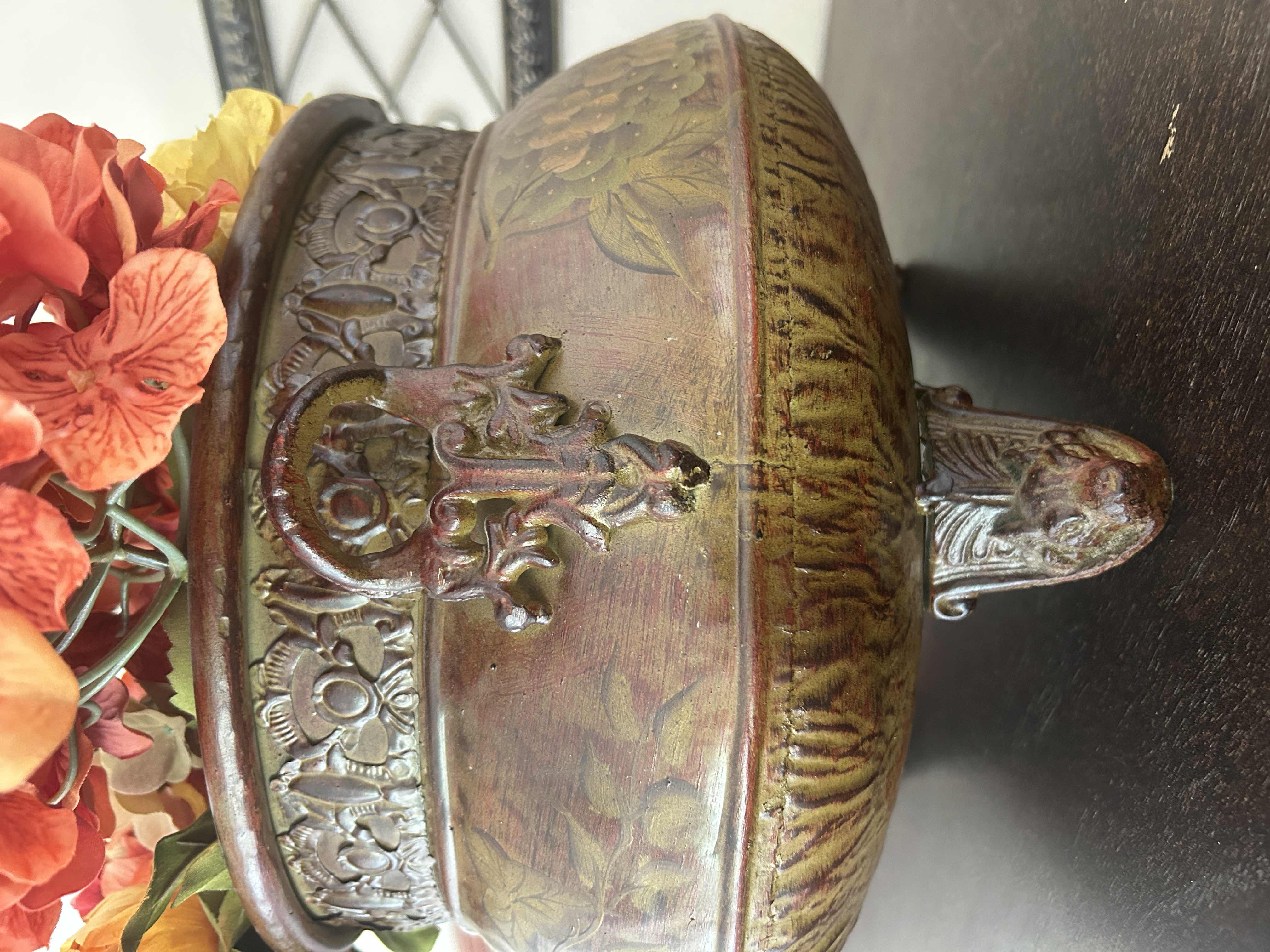 Photo 1 of METAL POT 16” x 9” WITH FAUX FLORAL