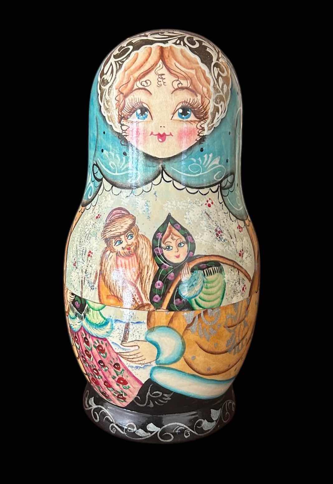 Photo 1 of SIGNED RUSSIAN NESTING DOLL H8”