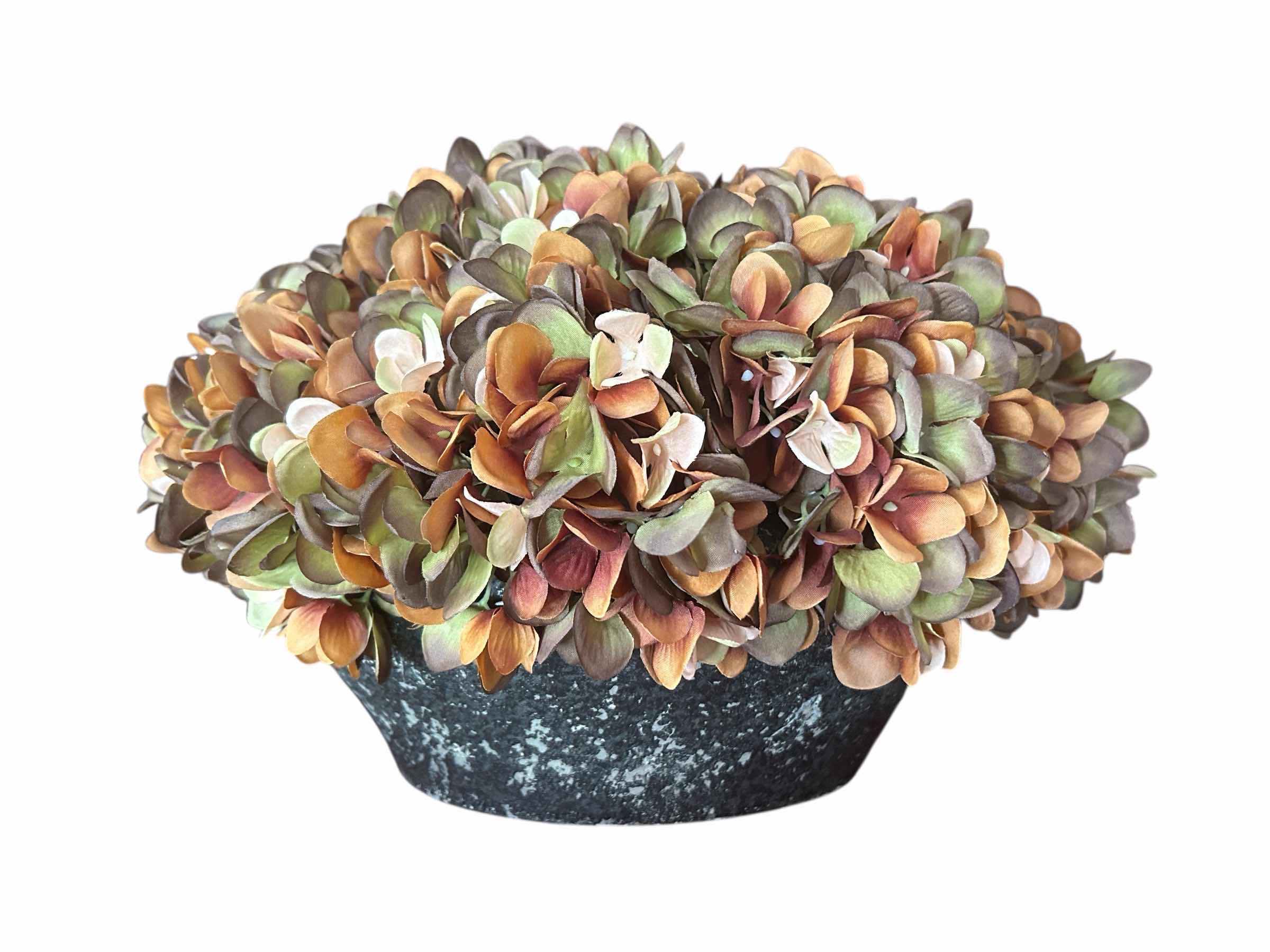 Photo 1 of HEAVY CERAMIC POT W FAUX FLORAL ARRANGEMENT 14” x 10”