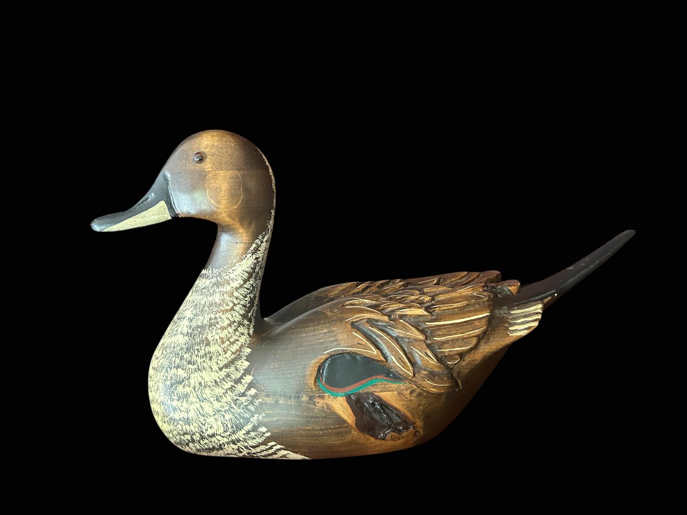 Photo 1 of  WOODED DECOY DUCK-SIGNED  16 1/2“ x H9“