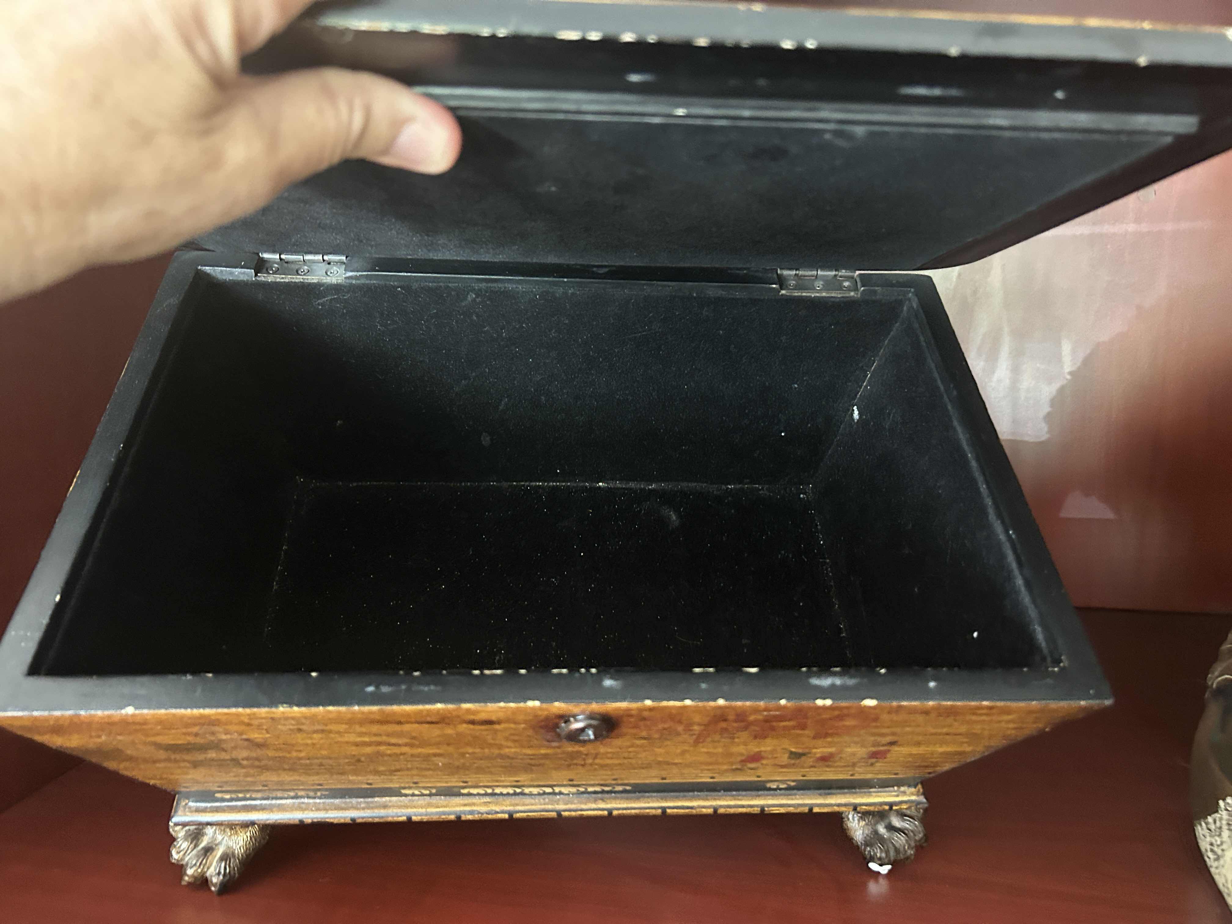 Photo 1 of NEOCLASSICAL DRESSER TOP JEWELRY BOX WITH PAW FEET  15“ x 9“ x H8“