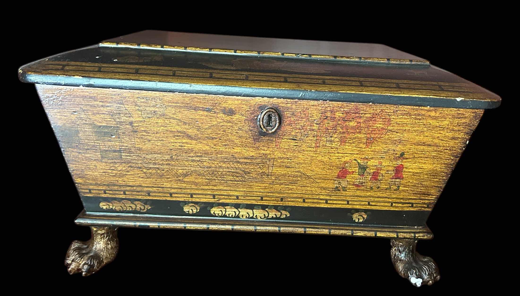 Photo 1 of NEOCLASSICAL DRESSER TOP JEWELRY BOX WITH PAW FEET  15“ x 9“ x H8“
