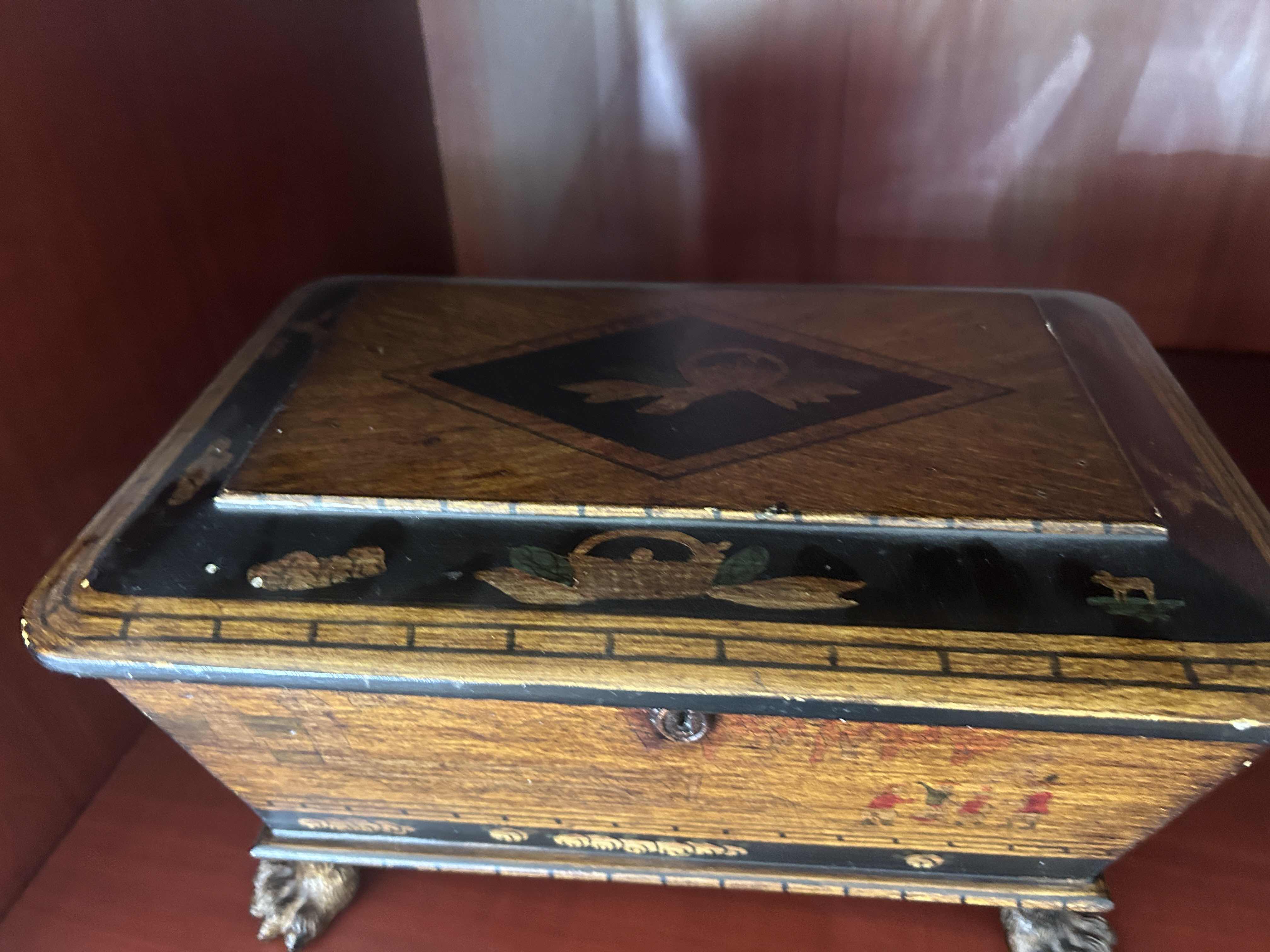 Photo 1 of NEOCLASSICAL DRESSER TOP JEWELRY BOX WITH PAW FEET  15“ x 9“ x H8“
