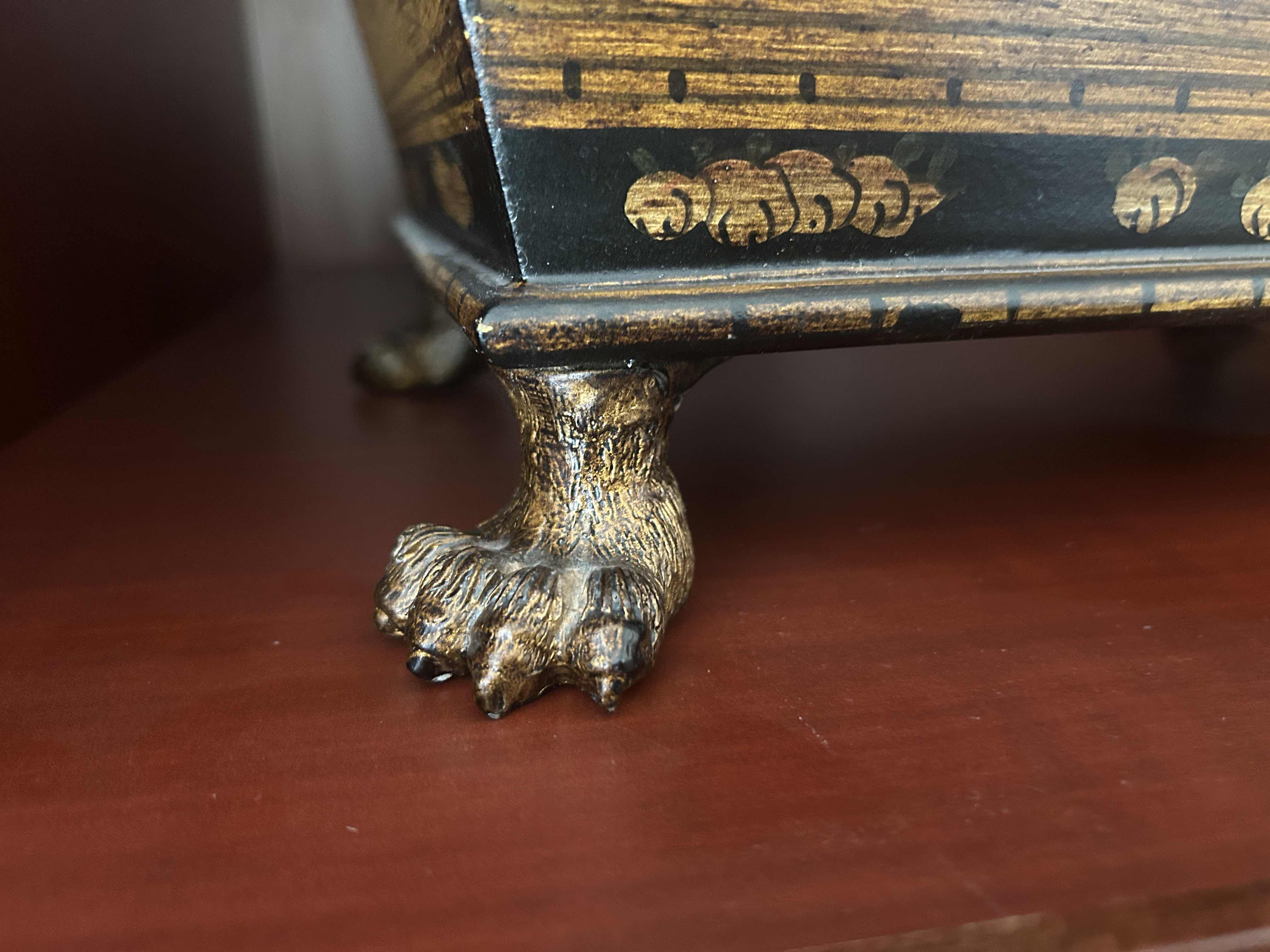 Photo 1 of NEOCLASSICAL DRESSER TOP JEWELRY BOX WITH PAW FEET  15“ x 9“ x H8“