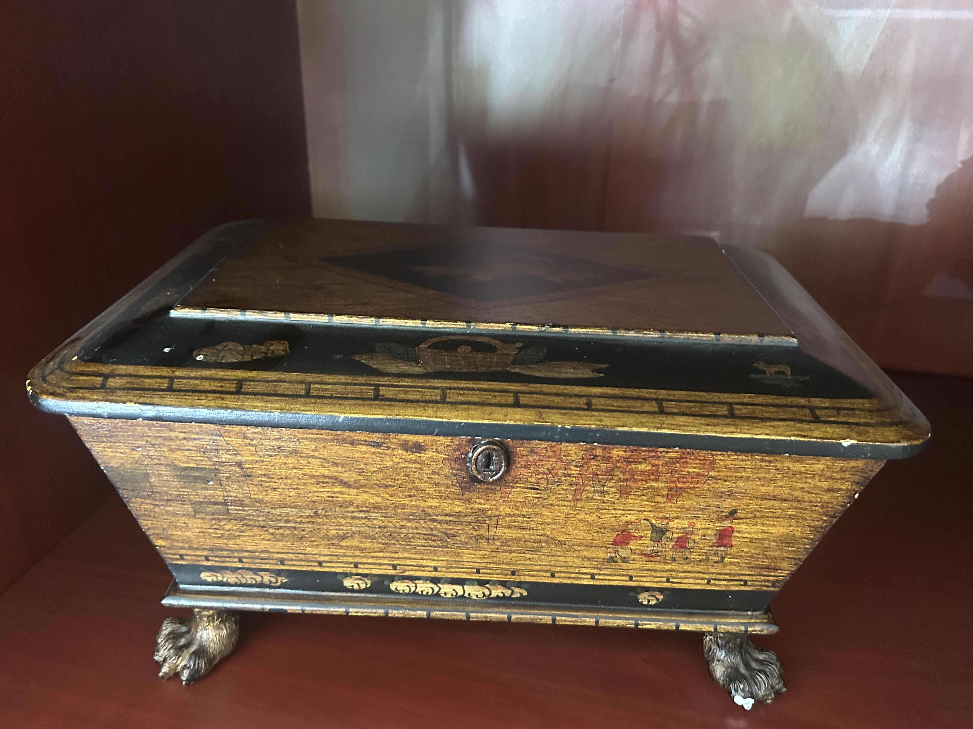 Photo 1 of NEOCLASSICAL DRESSER TOP JEWELRY BOX WITH PAW FEET  15“ x 9“ x H8“