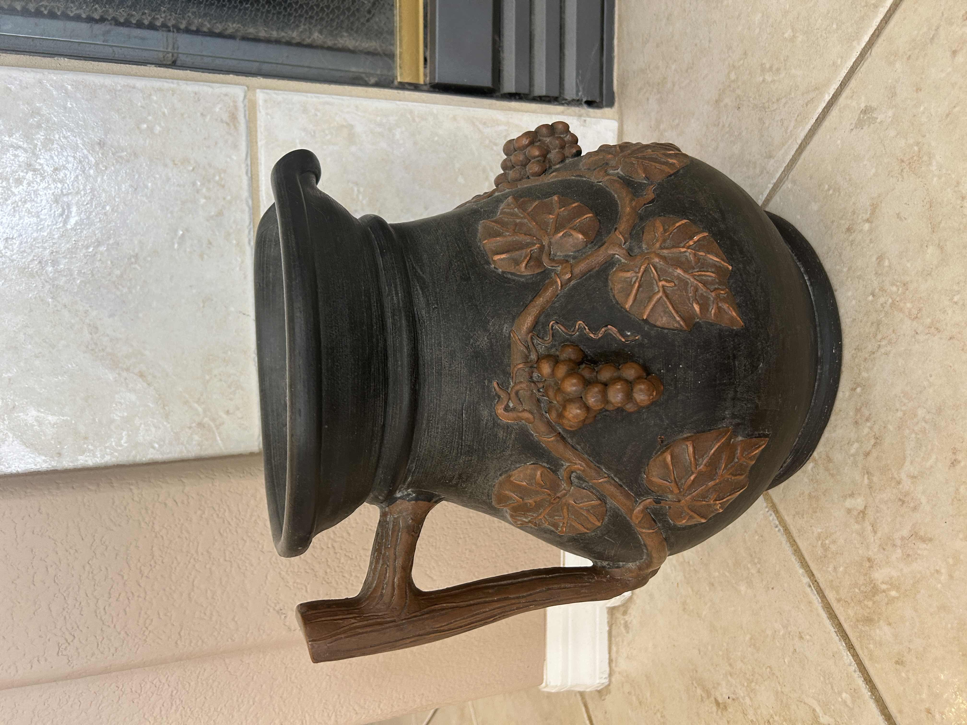 Photo 1 of GRAPE LEAF PATTERN POTTERY PITCHER H14.5”