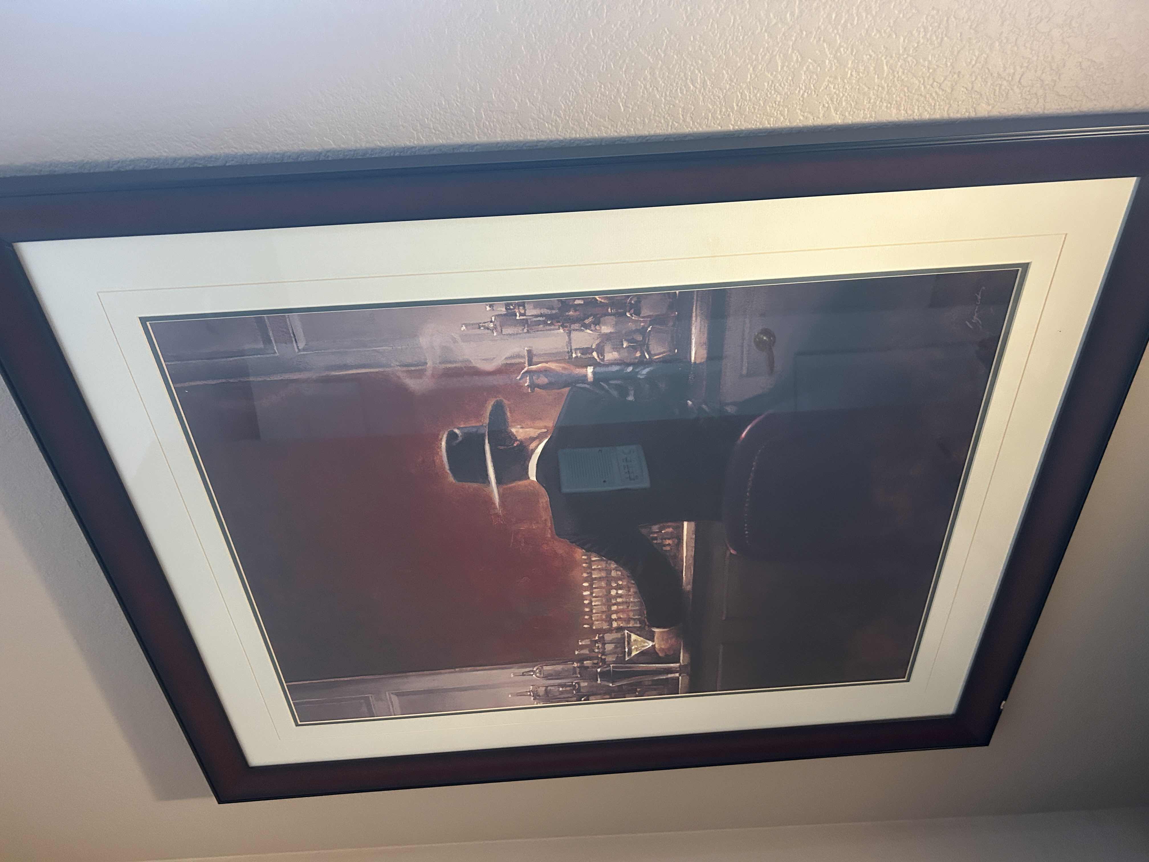 Photo 1 of WOOD FRAMED “CIGAR BAR” BY BRENT LYNCH ARTWORK 33 1/2“ x H41 1/2“