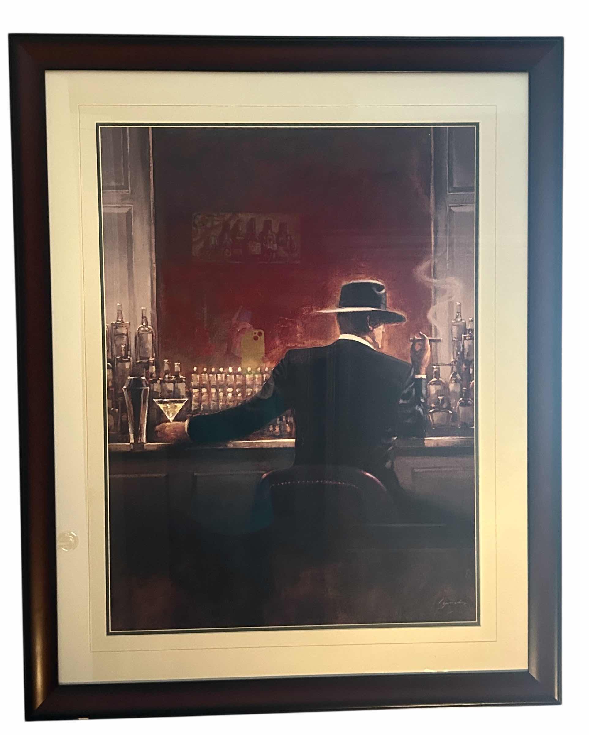 Photo 1 of WOOD FRAMED “CIGAR BAR” BY BRENT LYNCH ARTWORK 33 1/2“ x H41 1/2“
