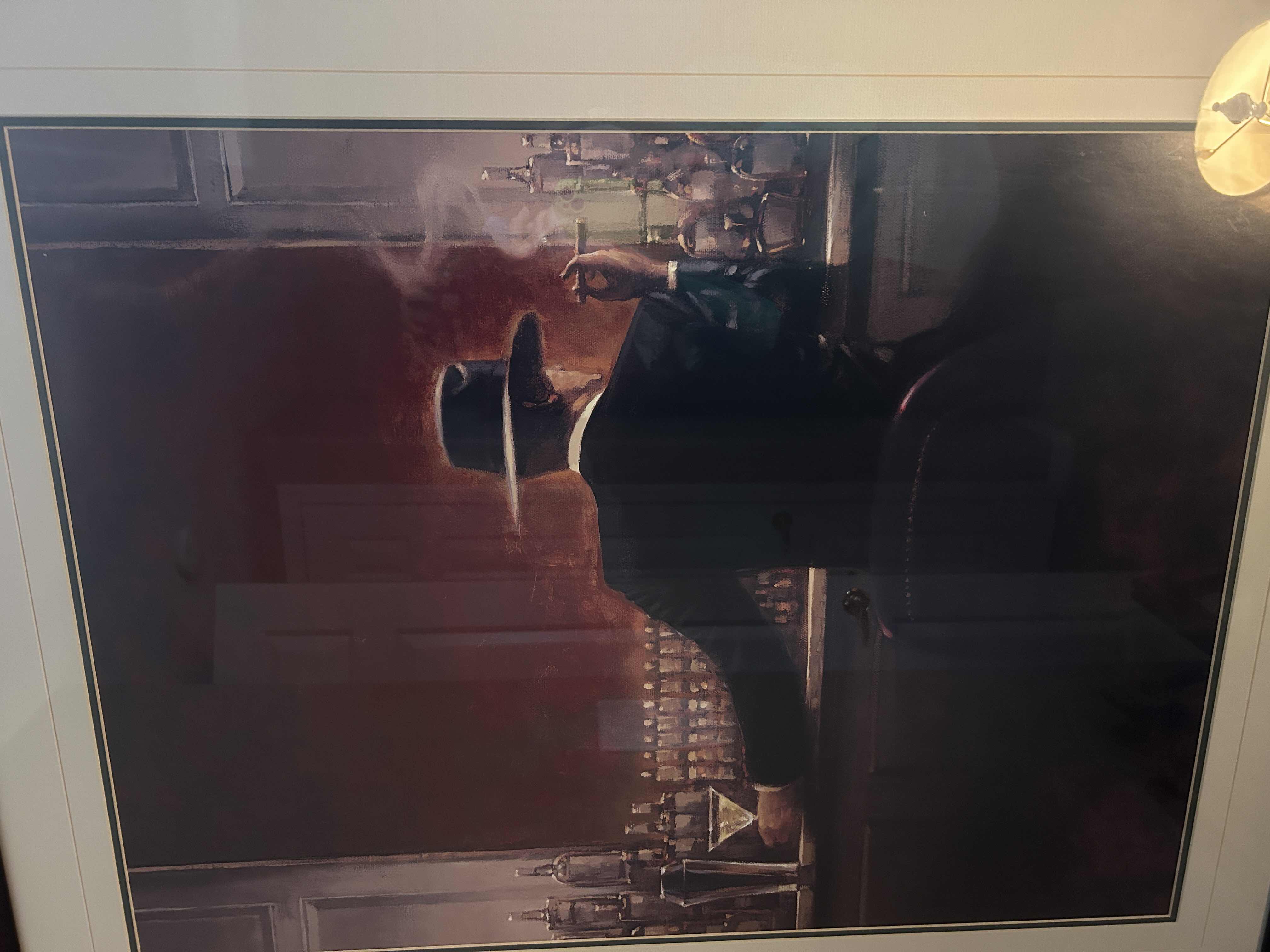 Photo 1 of WOOD FRAMED “CIGAR BAR” BY BRENT LYNCH ARTWORK 33 1/2“ x H41 1/2“