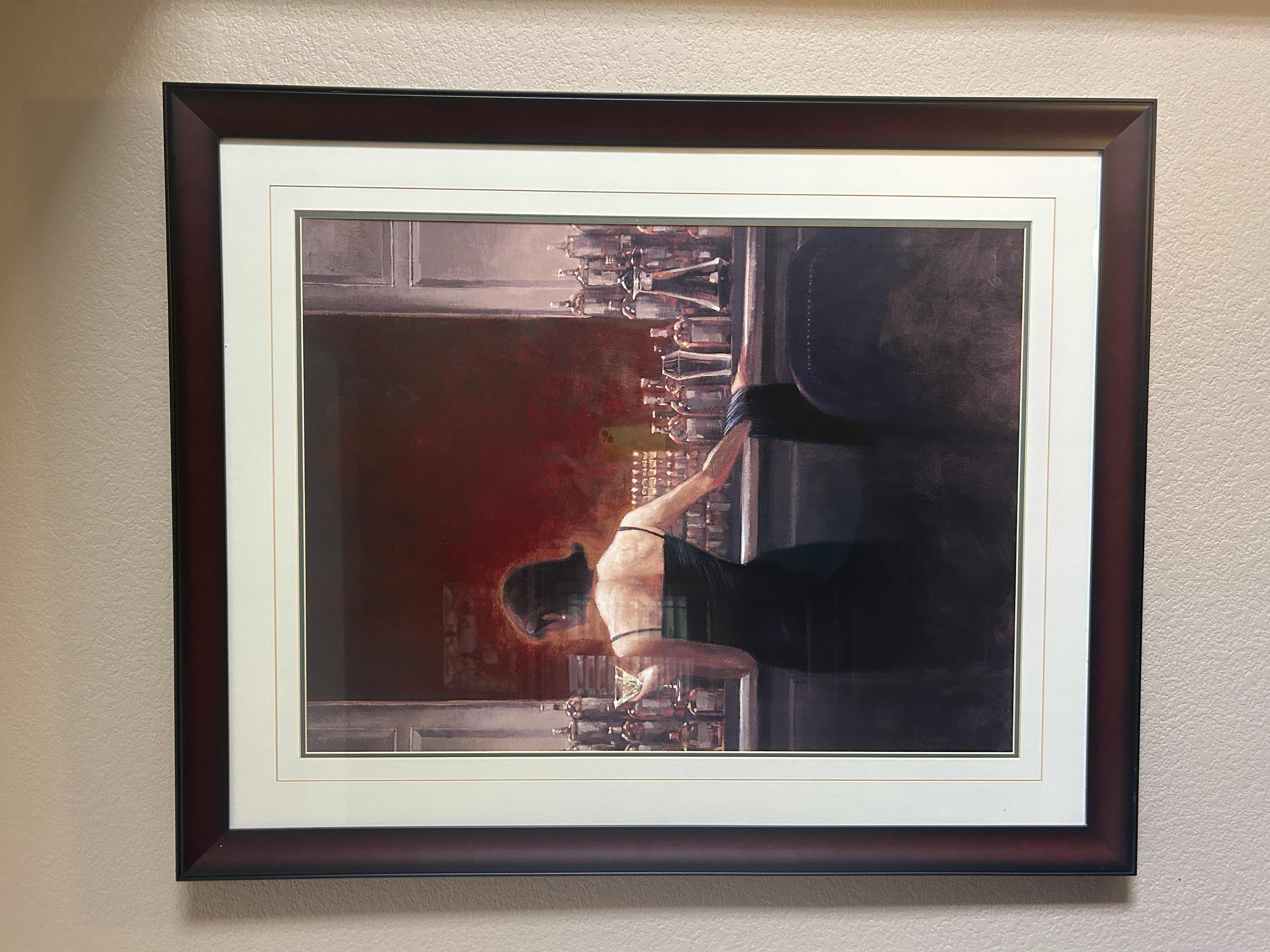 Photo 1 of WOOD FRAMED “EVENING LOUNGE” BY BRENT LYNCH ARTWORK 33 1/2“ x H41 1/2“
