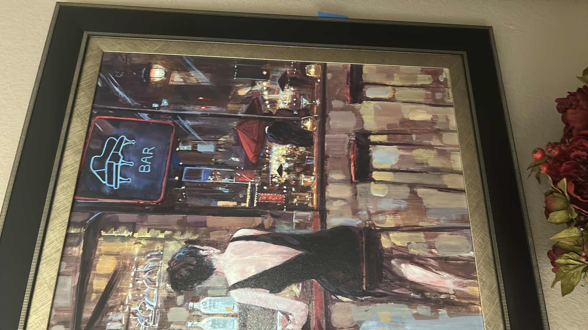 Photo 1 of FRAMED “PIANO BAR” BY RUANE MANNING ARTWORK 38 1/2” x H38”
