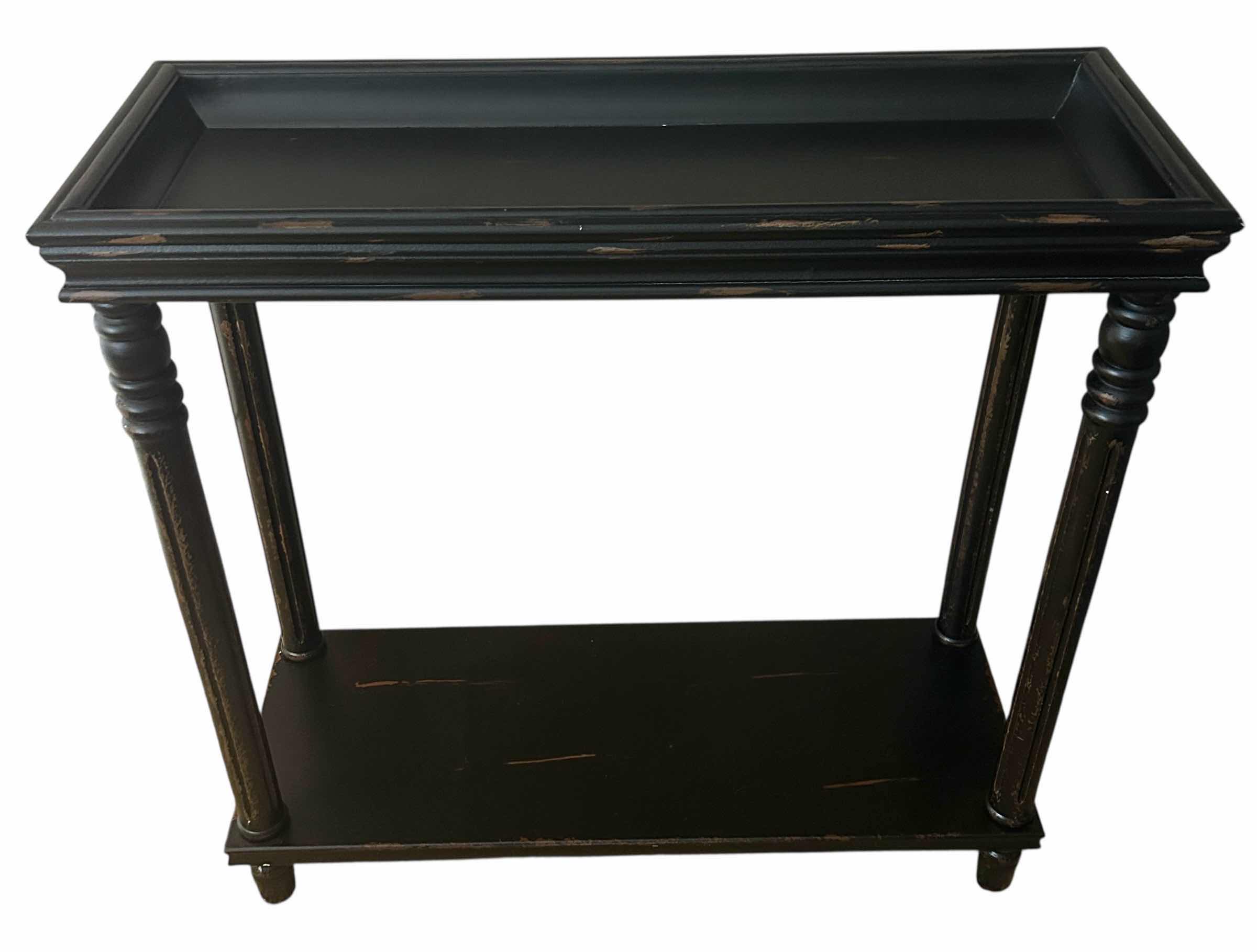 Photo 1 of SMALL DISTRESSED WOOD CONSOLE TABLE 31” x 12” x H29 1/2”
