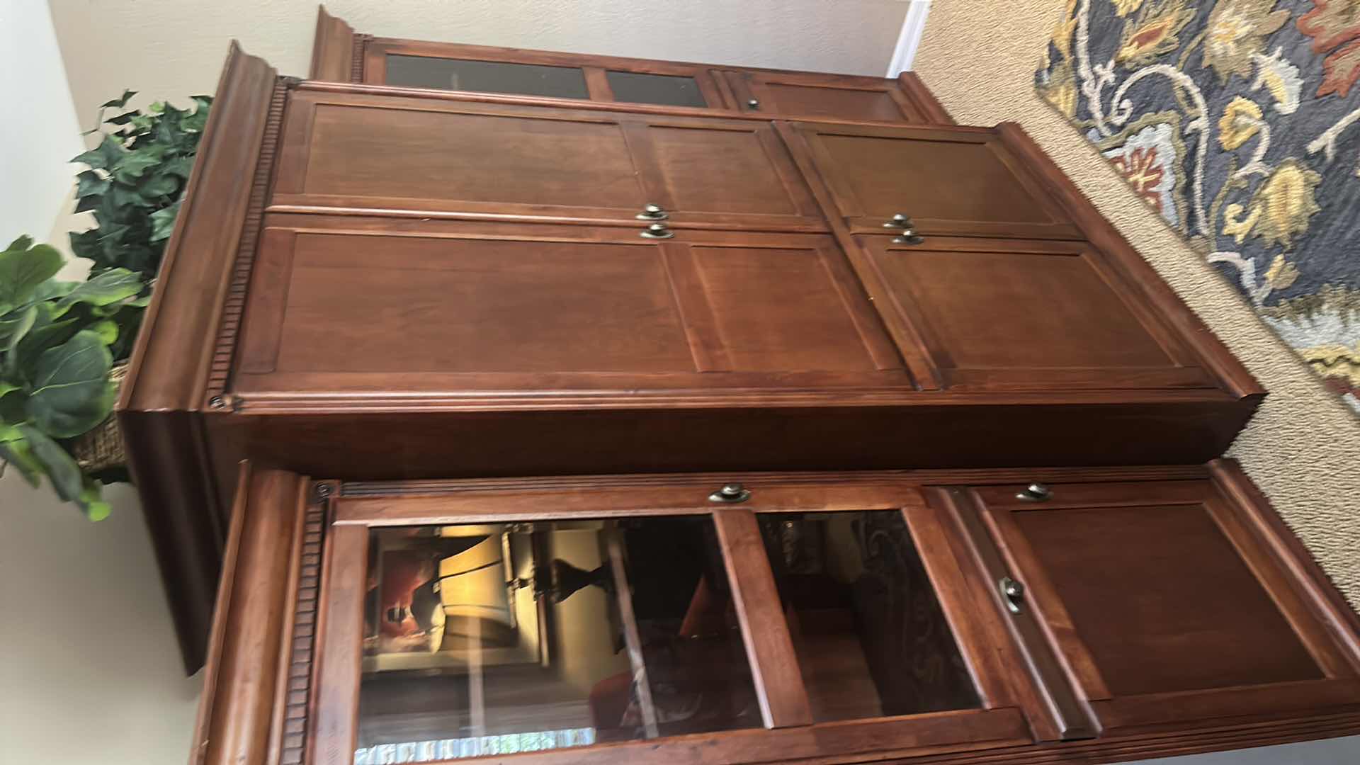 Photo 1 of 3 PCS- MAHOGANY WALL UNIT MEDIA CABINET  94” x 24” x 80”