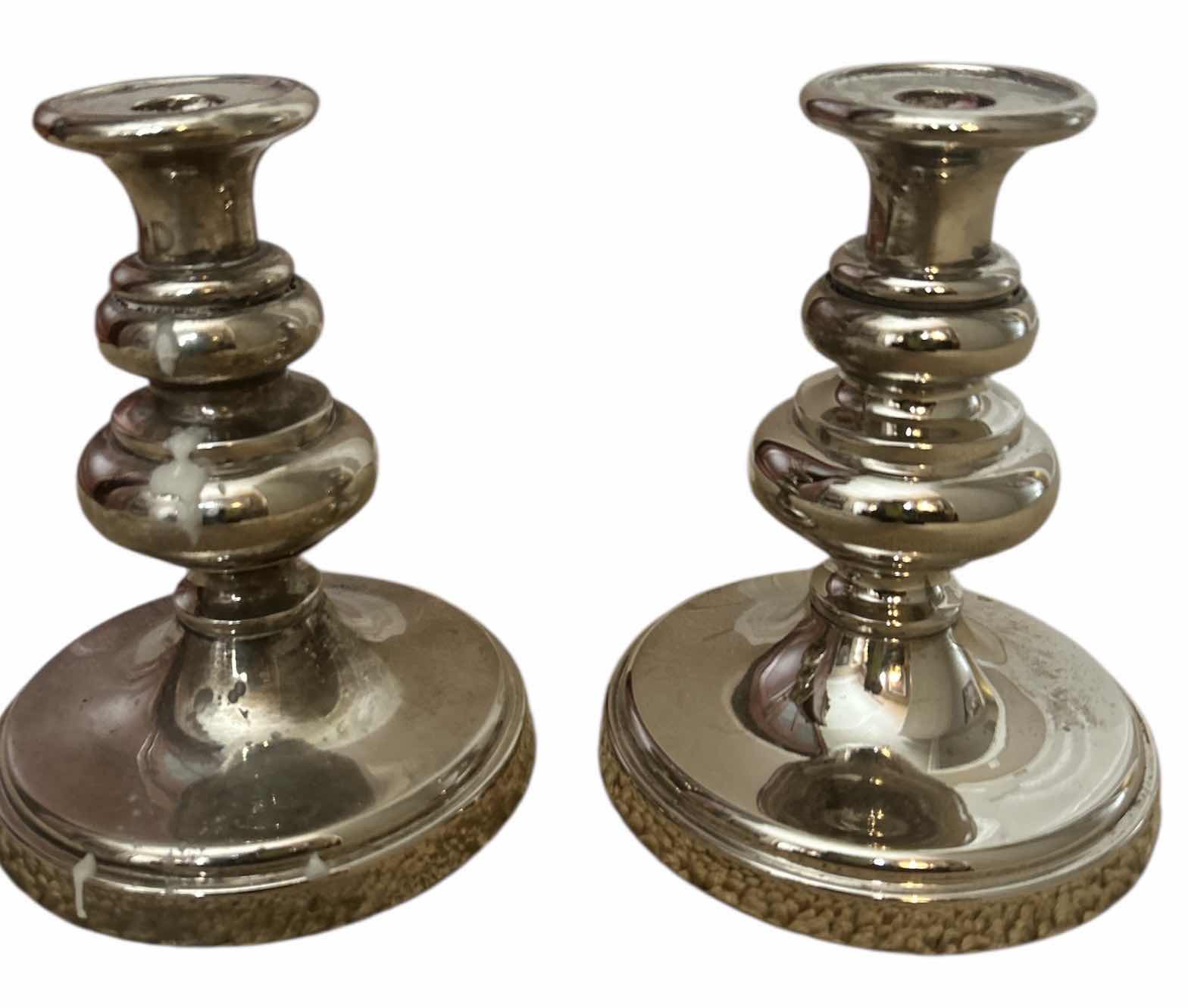 Photo 1 of SILVER TONE CANDLESTICKS 2 8”