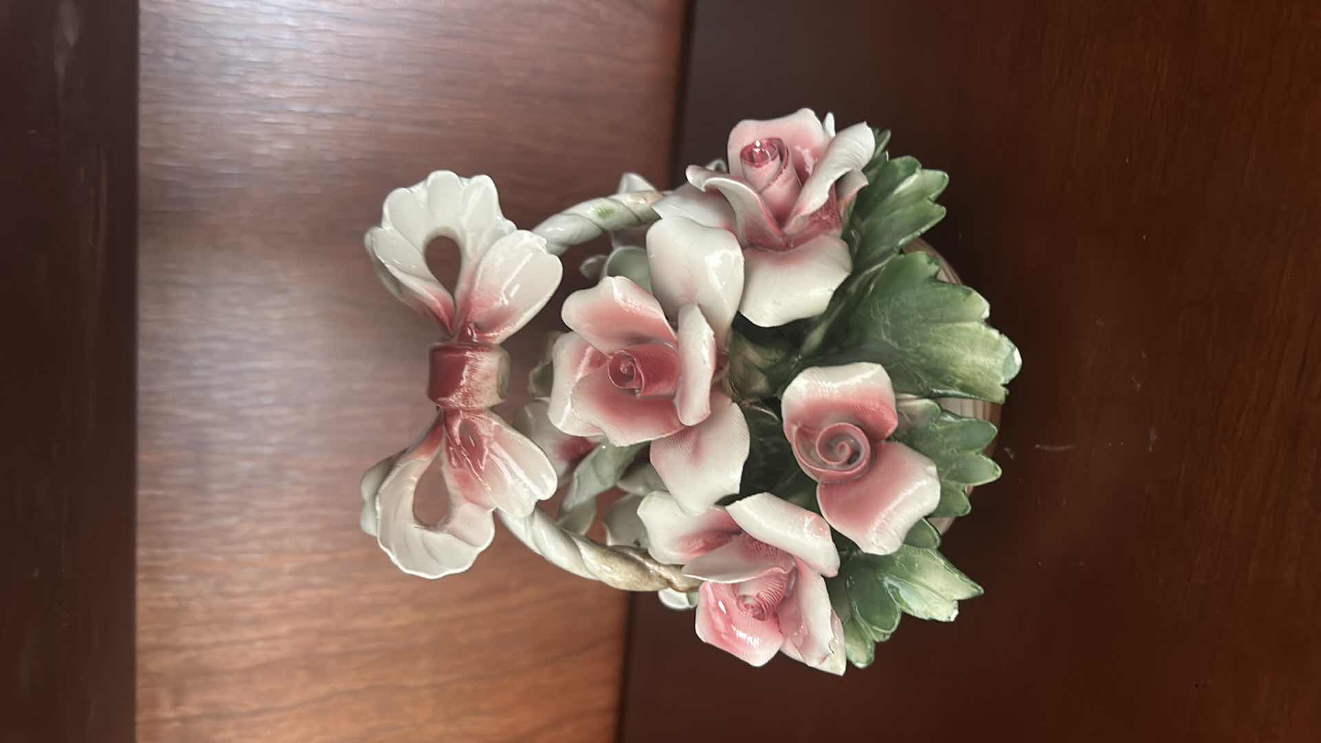 Photo 1 of PORCELAIN CAPODIMONTE FLOWER BASKET H7”