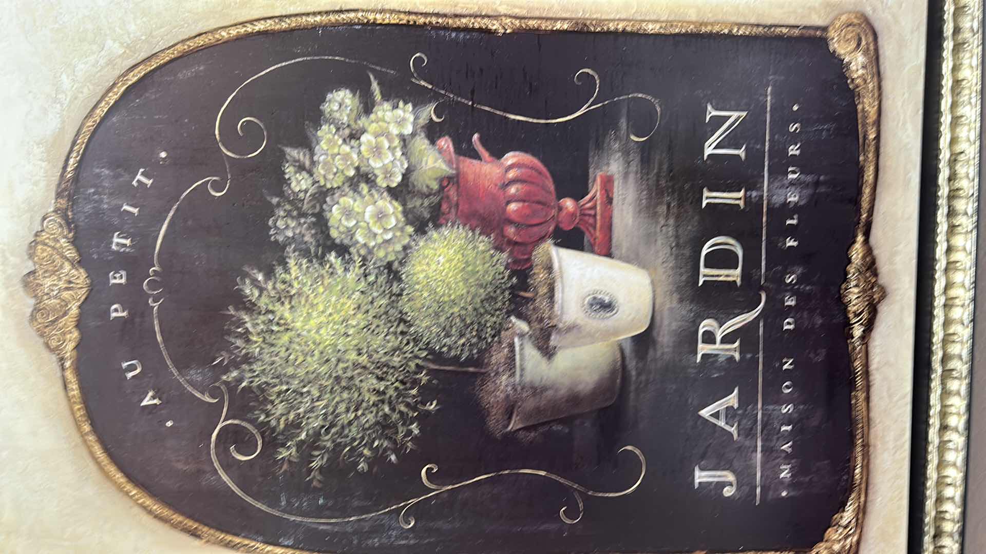 Photo 1 of FRAMED "AU PETIT, JARDIN, MAISON DES FLEURS" ARTWORK 23.5“ x H31.5“