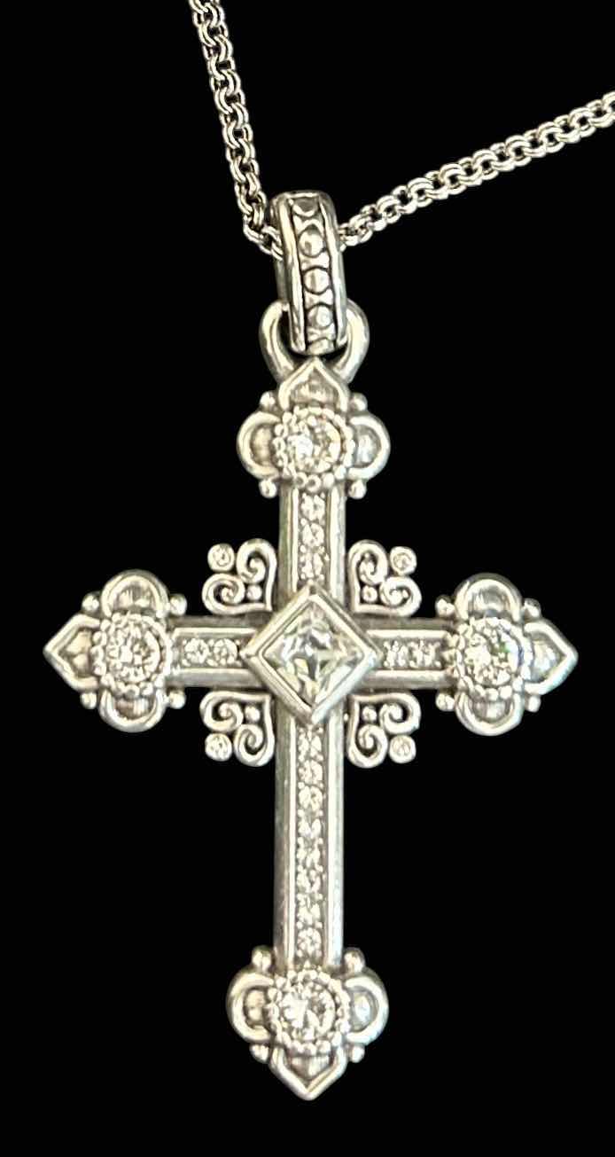 Photo 1 of BRIGHTON 32” ANTIQUE SILVER TONE NECKLACE W CROSS PENDANT