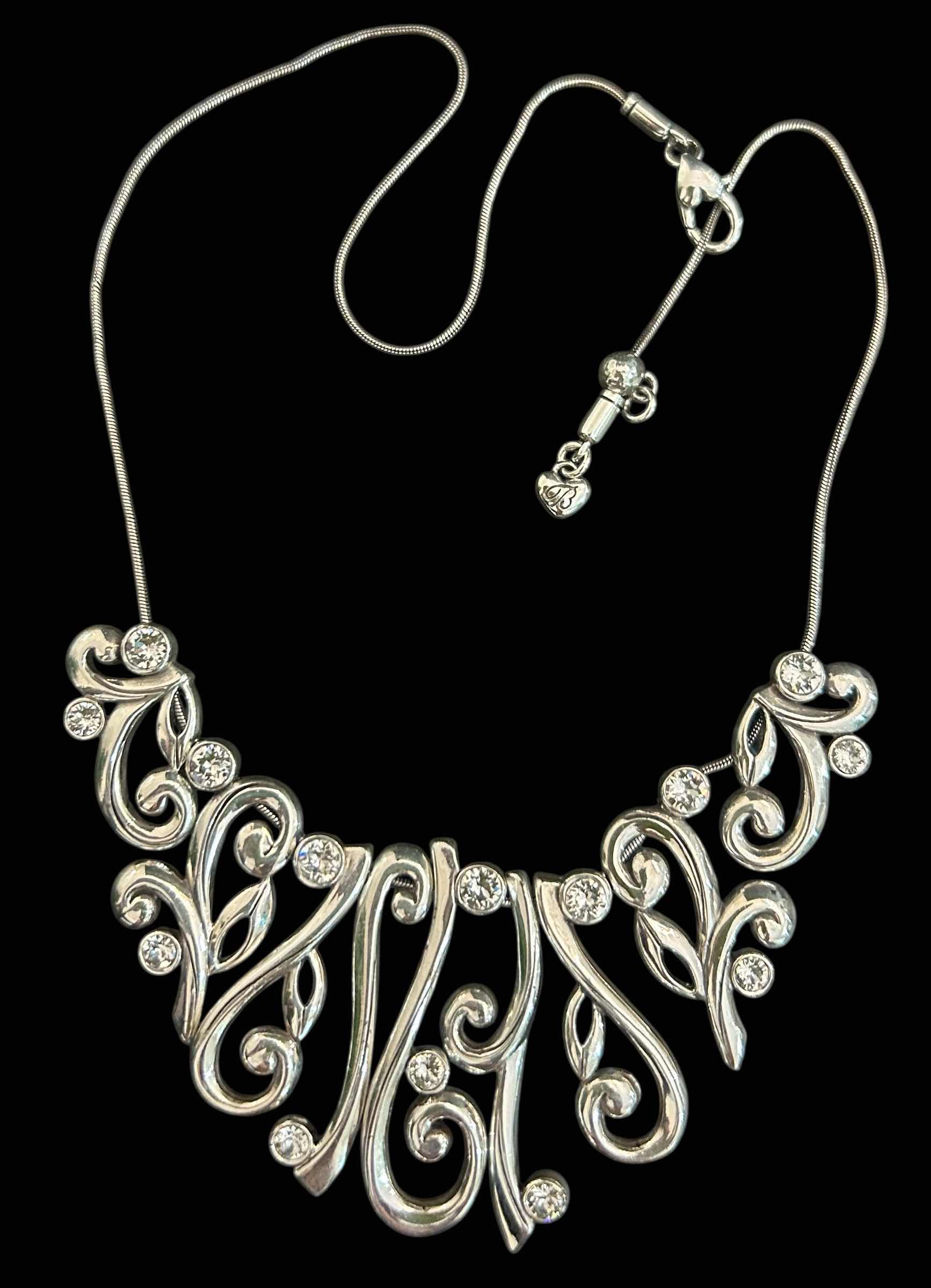 Photo 1 of BRIGHTON 17" SILVER-TONE W FAUX DIAMONDS NECKLACE 