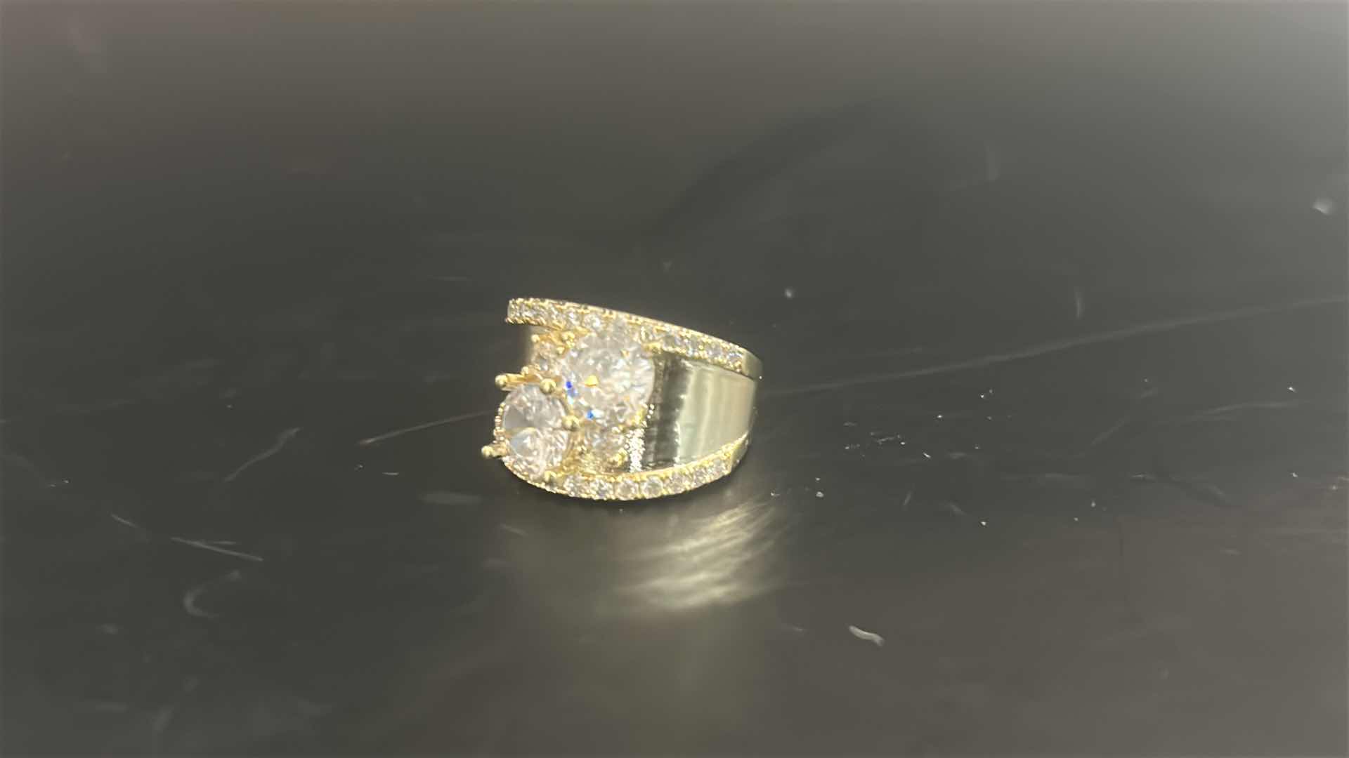 Photo 1 of 4-GOLD & SILVER TONE W FAUX GEMSTONE RINGS (APPROX SIZE 7-8) 