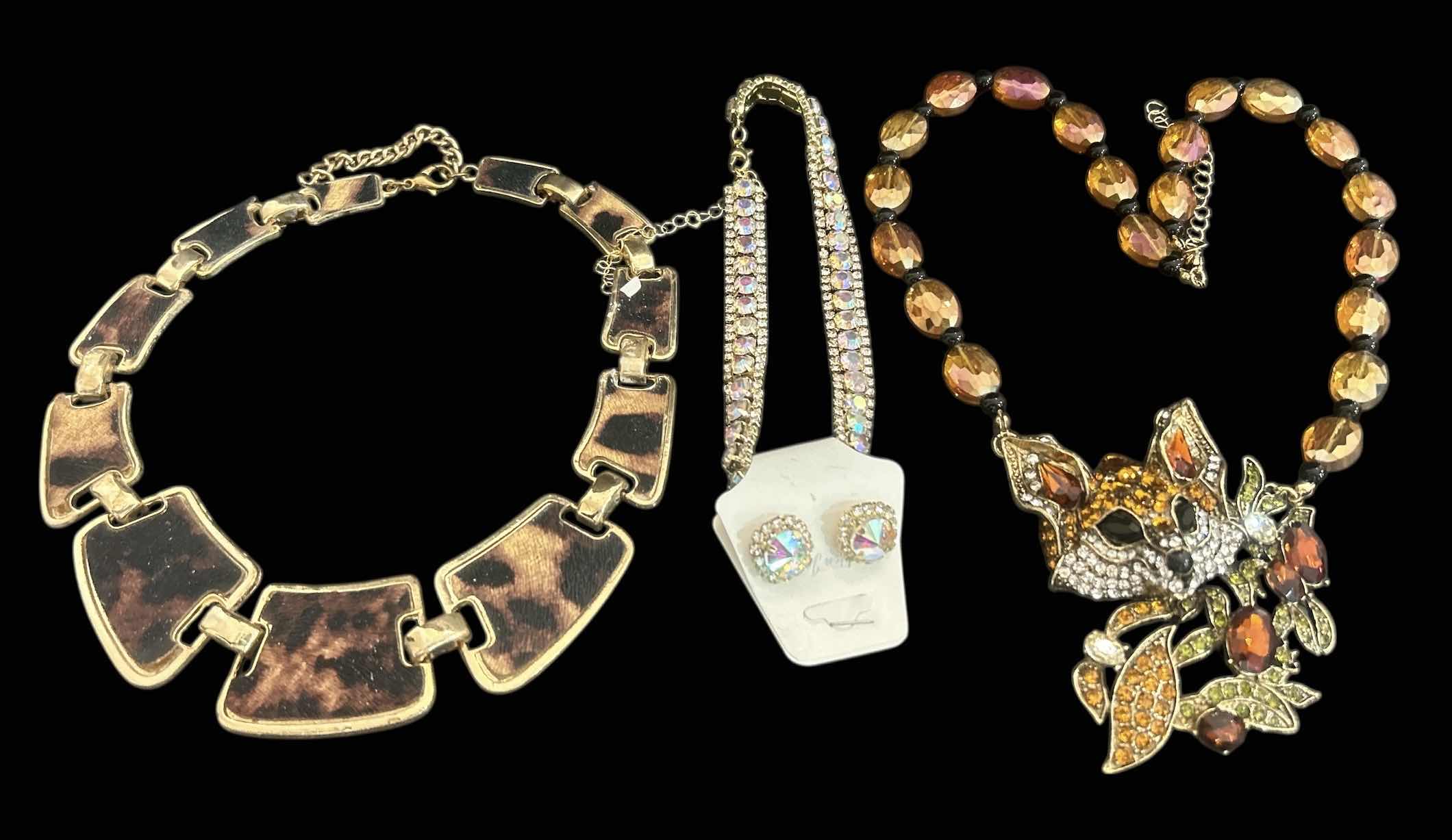 Photo 1 of 3-UNIQUE CHOKER NECKLACES, FAUX DIAMOND EARRINGS