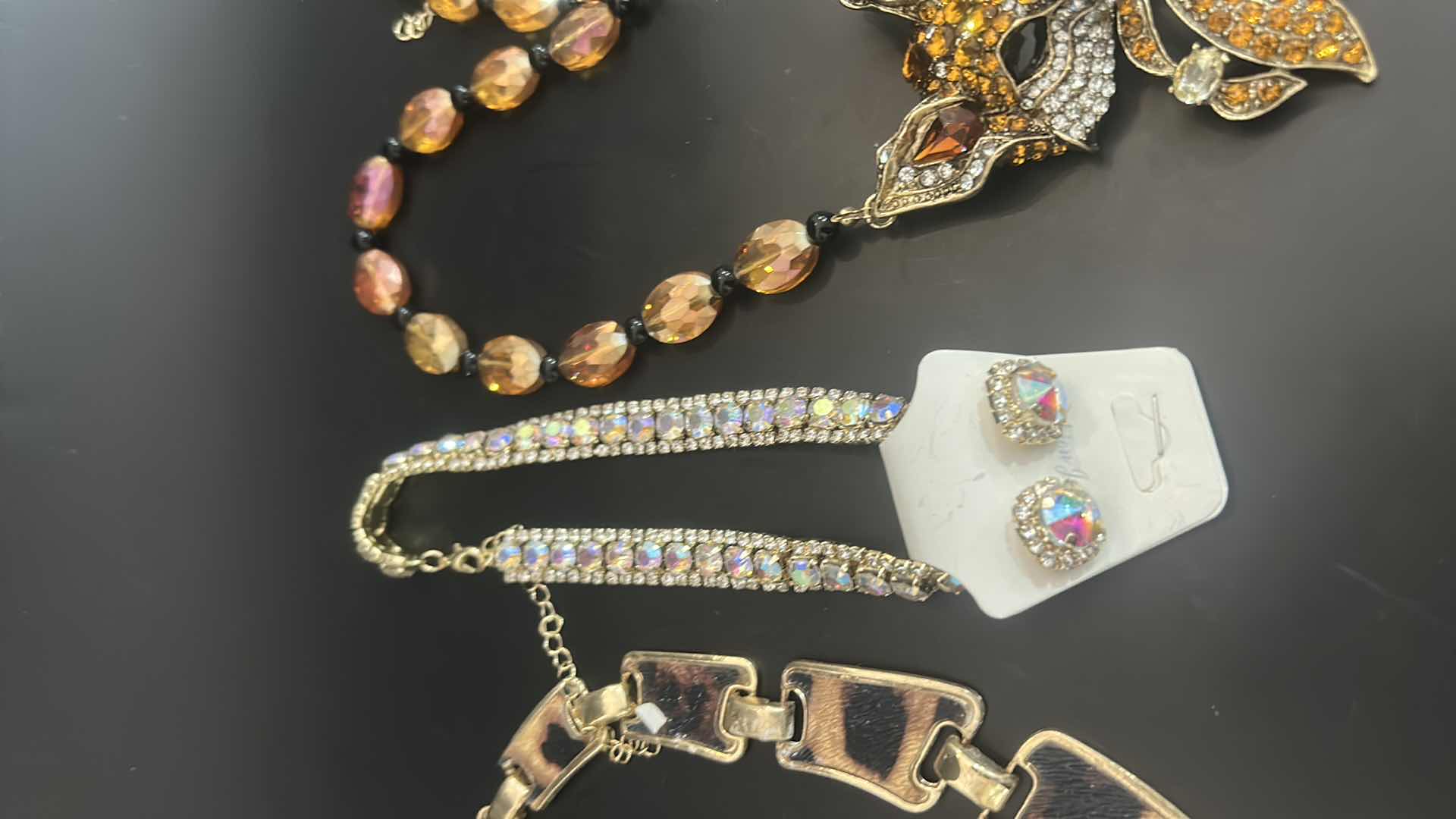 Photo 1 of 3-UNIQUE CHOKER NECKLACES, FAUX DIAMOND EARRINGS