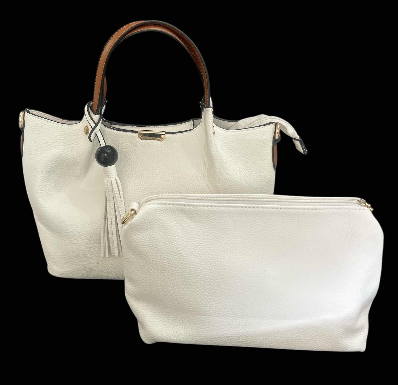 Photo 1 of WHITE TOTE HANDBAG & WHITE COSMETIC BAG