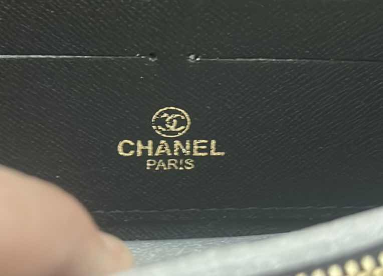 Photo 1 of  AUTHENTIC "CHANEL" BLACK QUILTED CAVIAR LEATHER W GOLD-TONE CC HARDWARE WALLET (WITH COA)