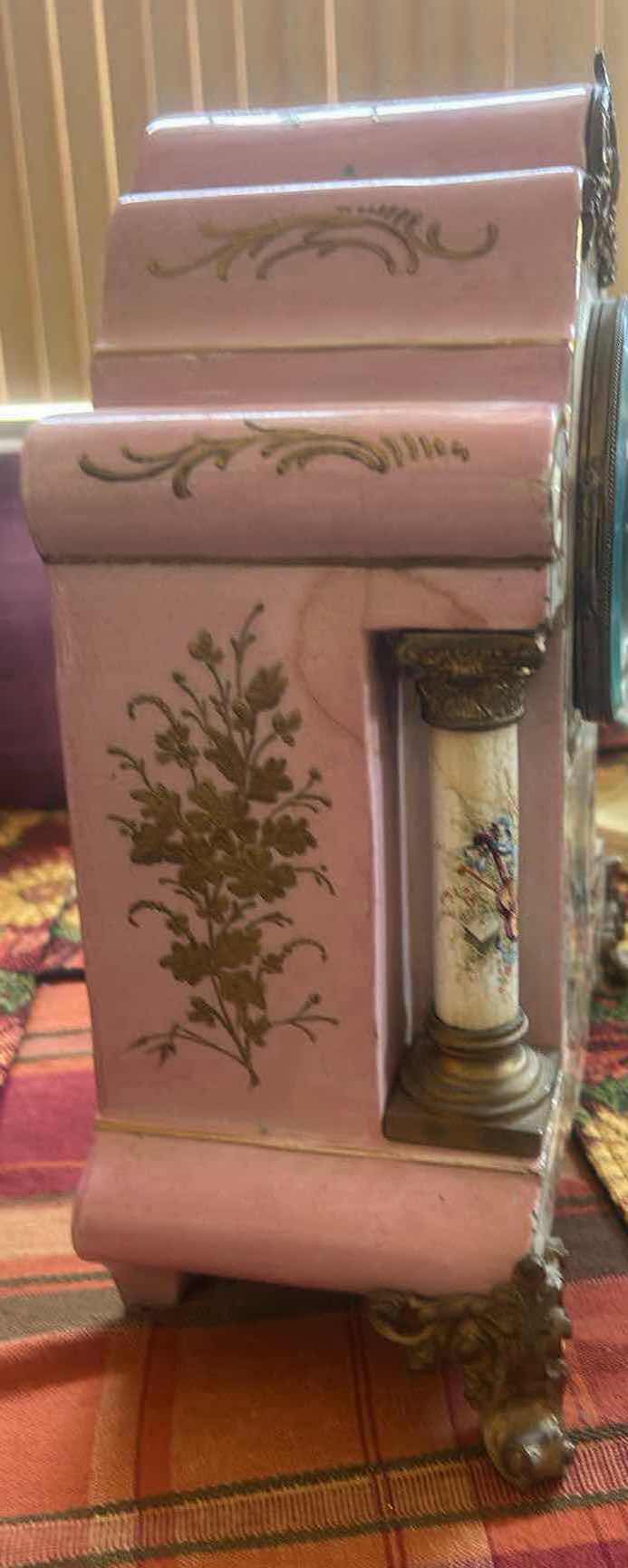 Photo 1 of ANTIQUE 1750 FRENCH COBALT PORCELAIN,  E. CARELLE  SIGNED  MANTLE CLOCK H12.5”