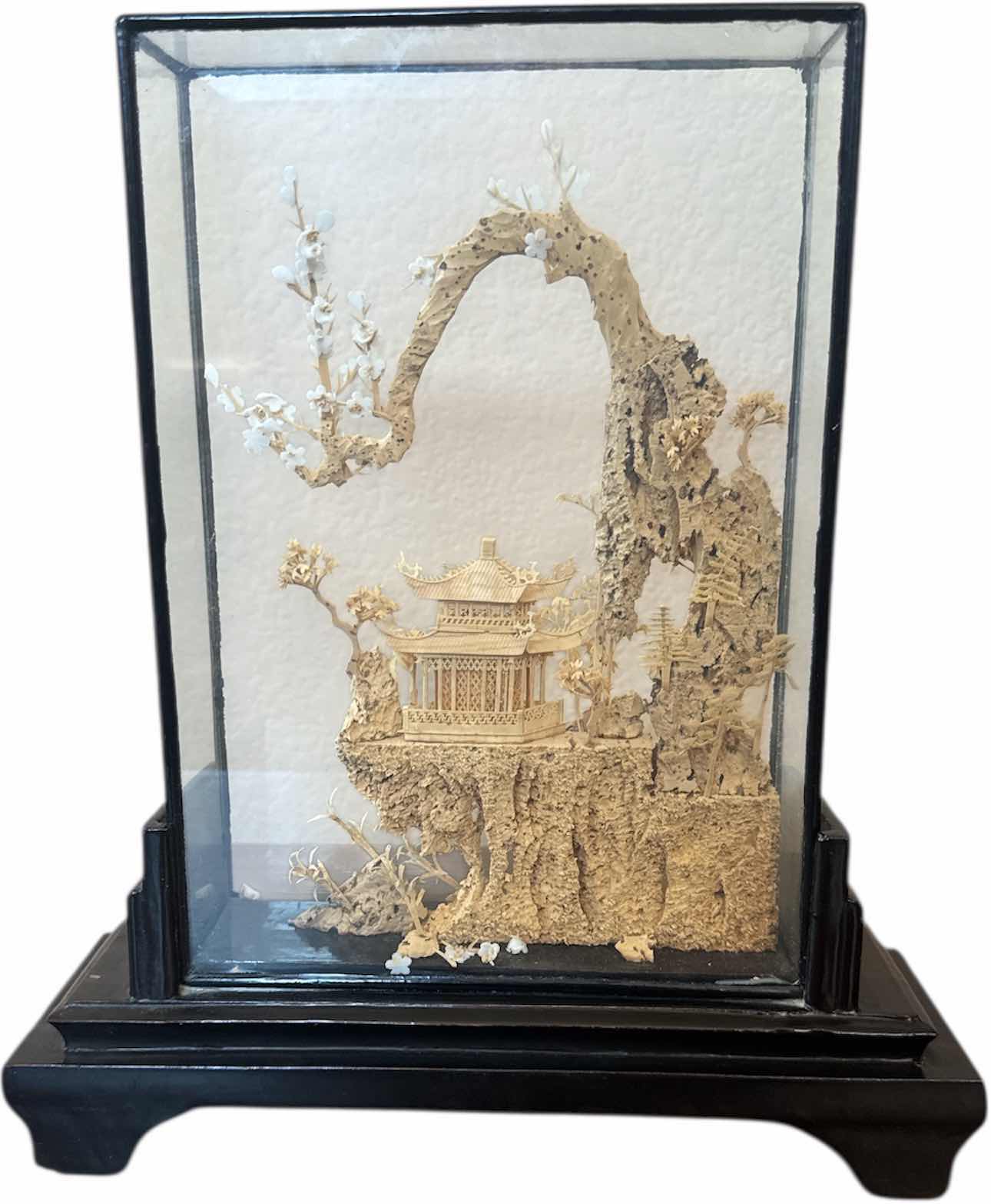 Photo 1 of VINTAGE HAND CARVED CORK WOOD DIORAMA, BLACK
10.5” X 3.5” X H12”