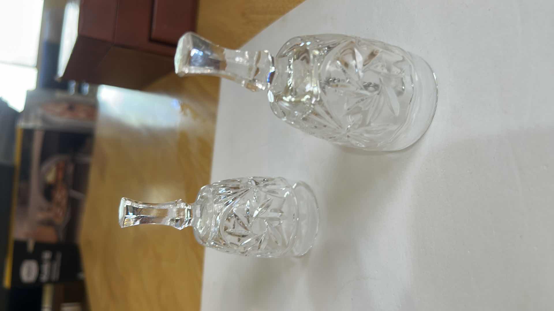 Photo 1 of 6 PC VINTAGE CRYSTAL PCS- 3 BELLS, BRIDE STEMWARE, VASE, SWAN TRINKET DISH (TALLEST H 4.5”)